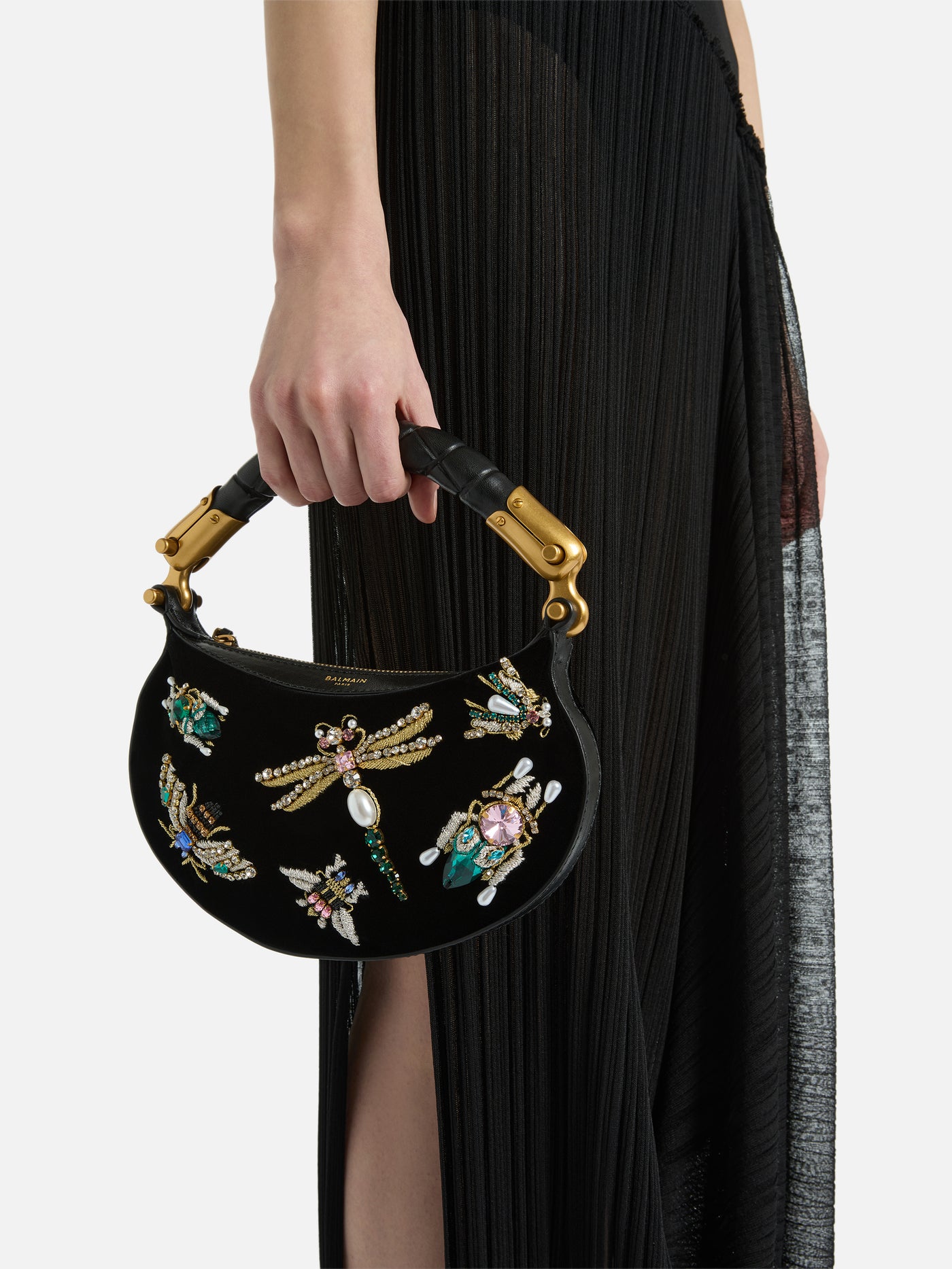 Mini Ebene Insect bag in embroidered velvet