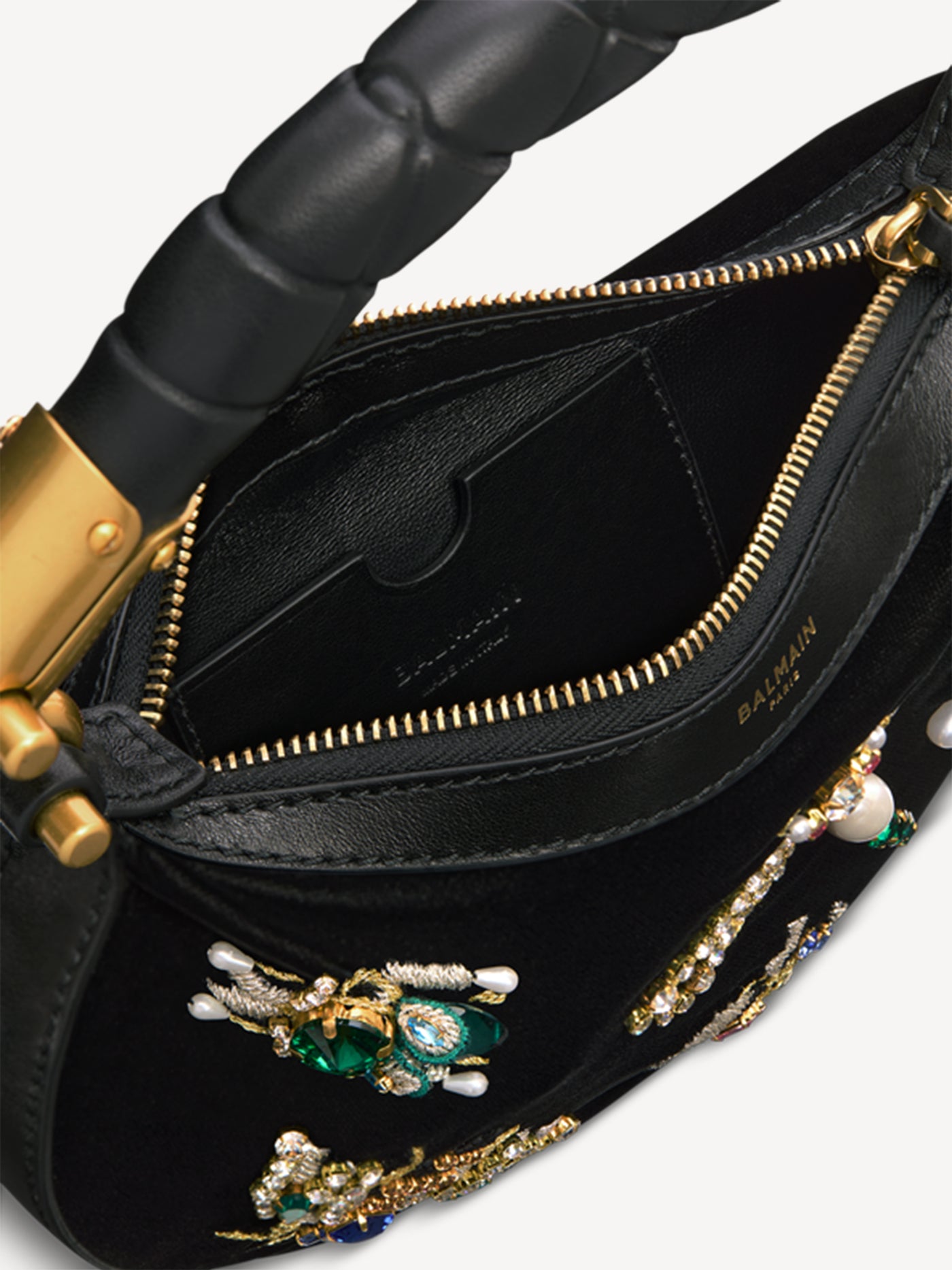 Mini Ebene Insect bag in embroidered velvet