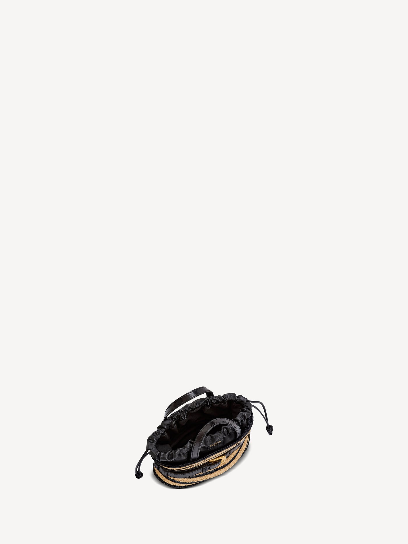 Mini Shuffle bag in smooth leather and raffia