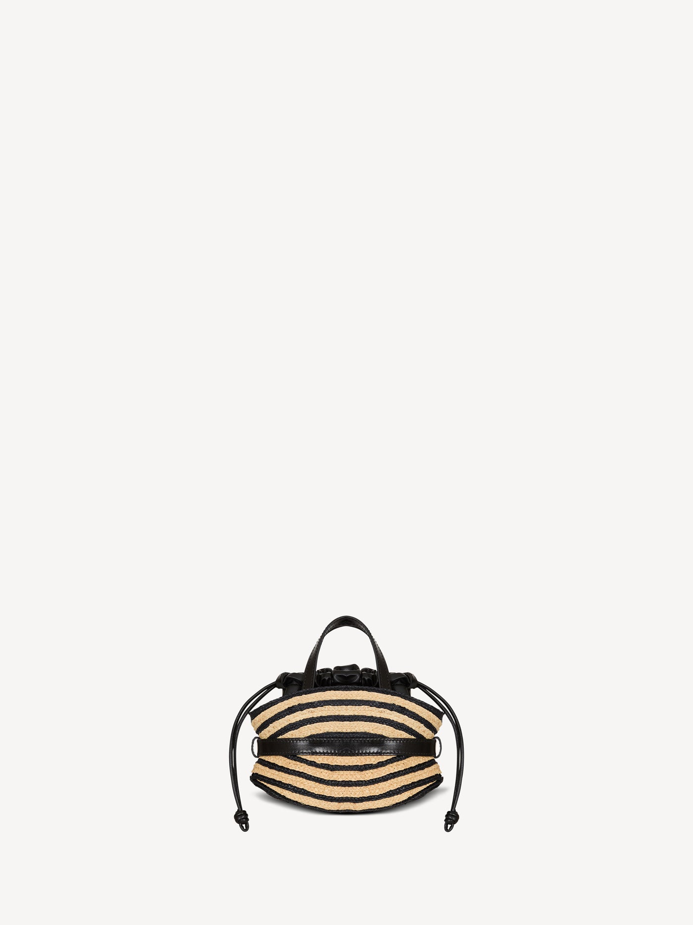 Mini Shuffle bag in smooth leather and raffia