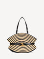 Medium Shuffle bag in smooth leather and two-tone raffia