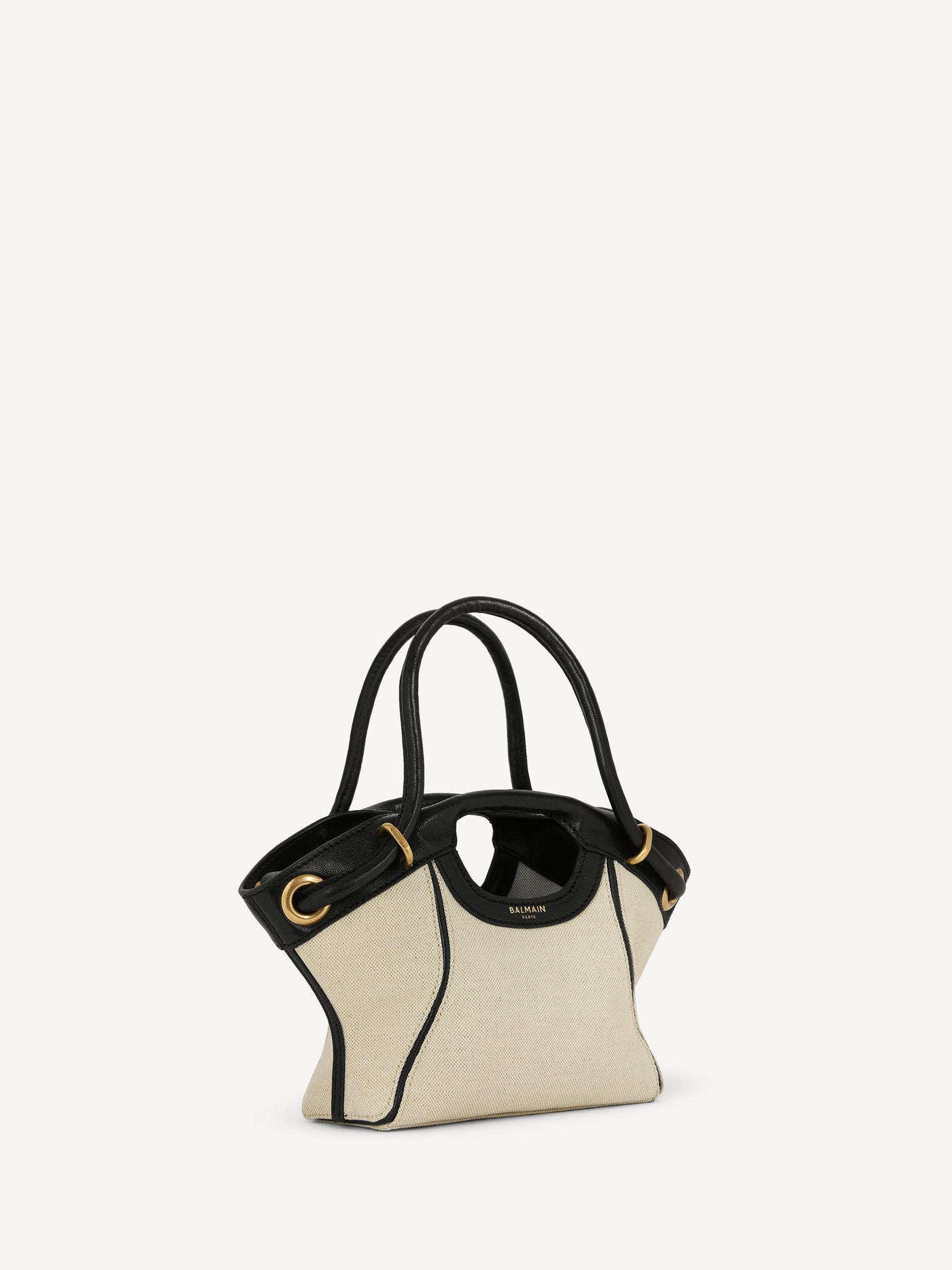 Small Tote in smooth leather and canvas