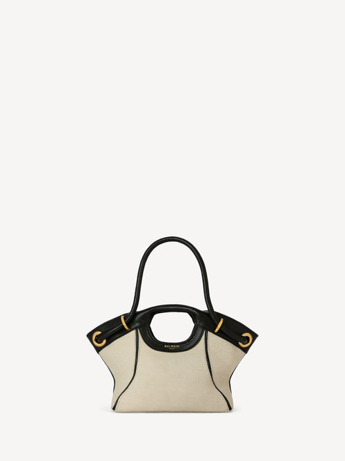 Small Tote in smooth leather and canvas