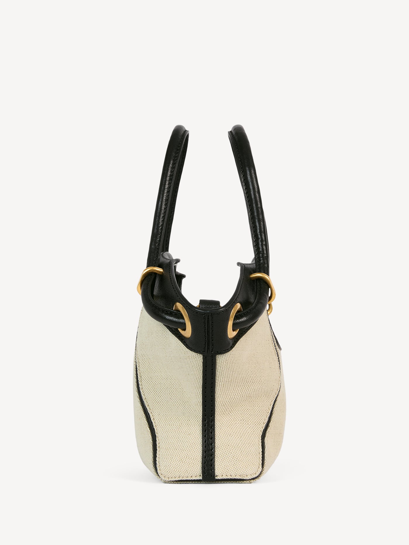 Small Tote in smooth leather and canvas