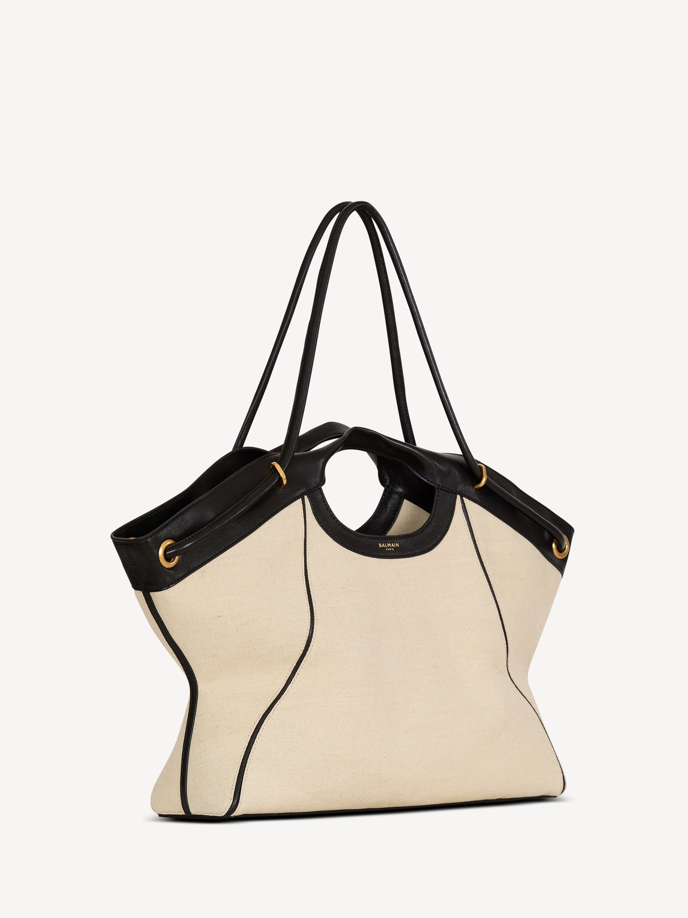 Large Tote in smooth leather and canvas