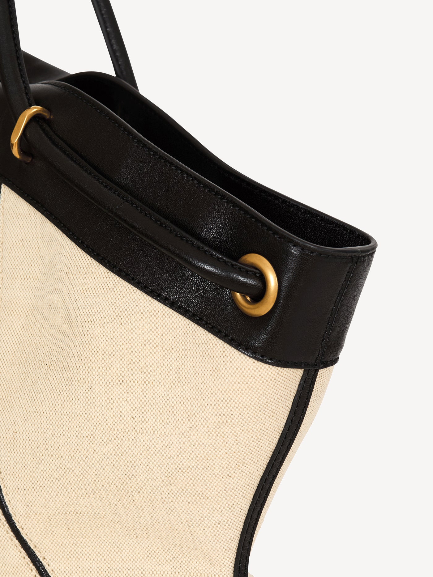 Large Tote in smooth leather and canvas