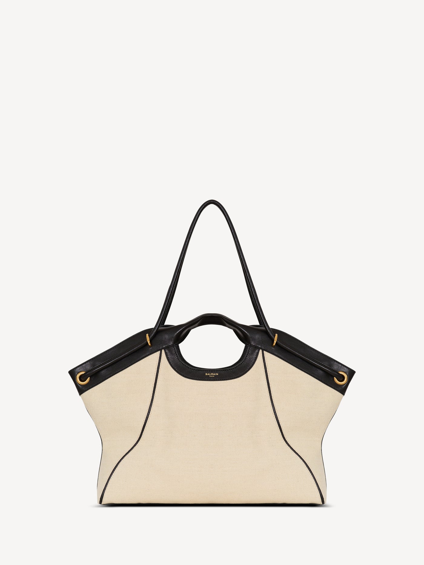 Large Tote in smooth leather and canvas