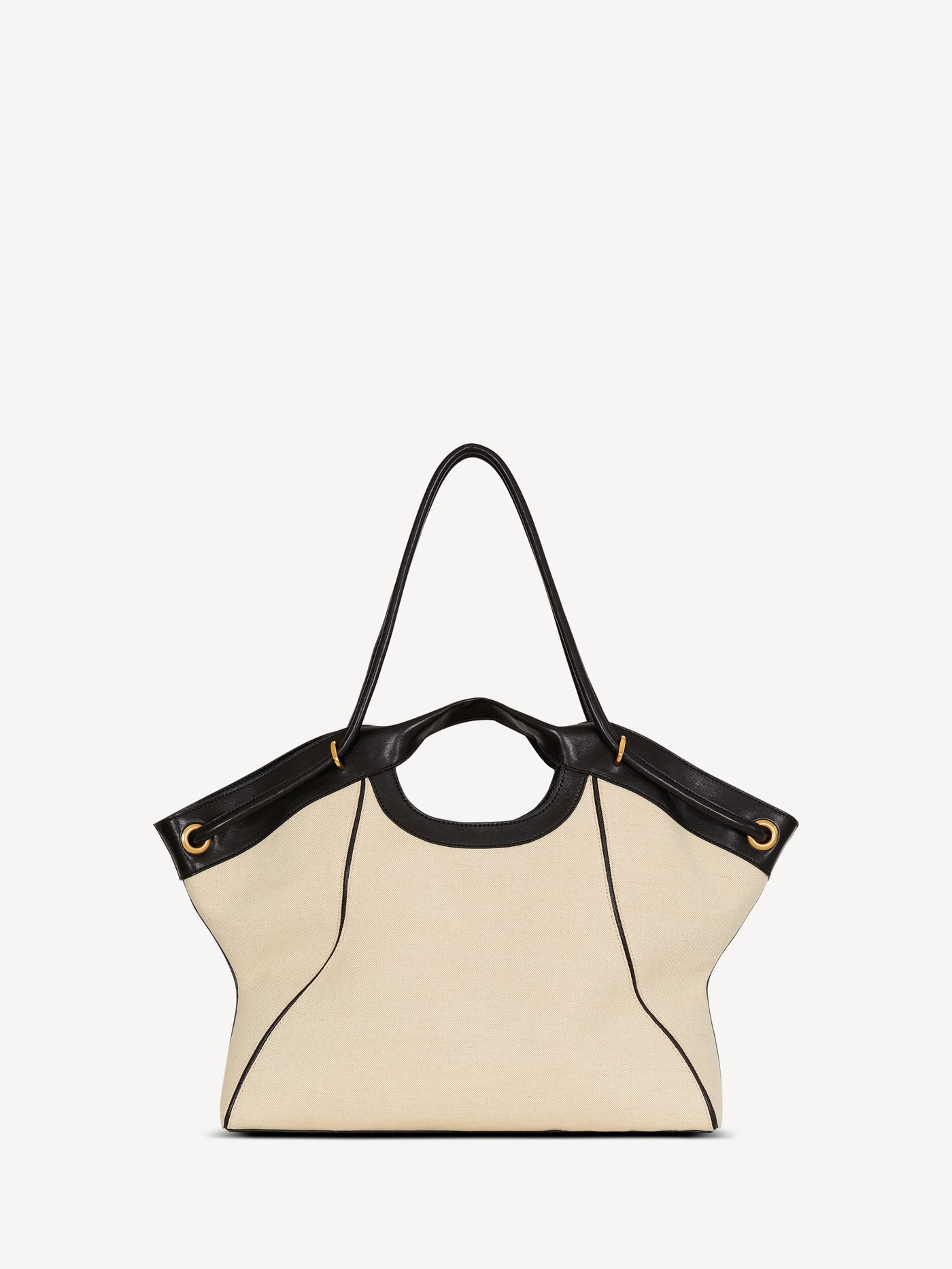 Large Tote in smooth leather and canvas