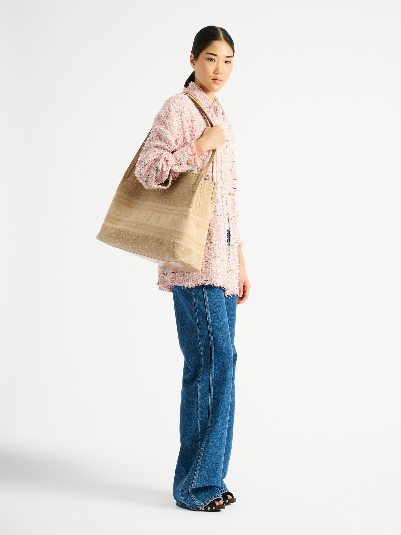 Medium Release tote bag in cotton bouclé