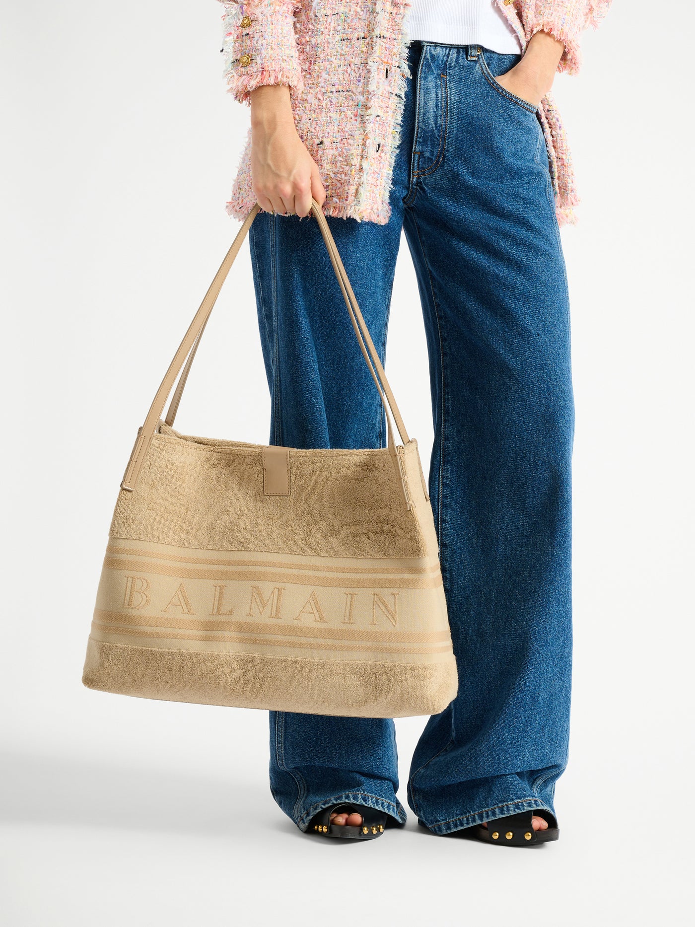 Medium Release tote bag in cotton bouclé