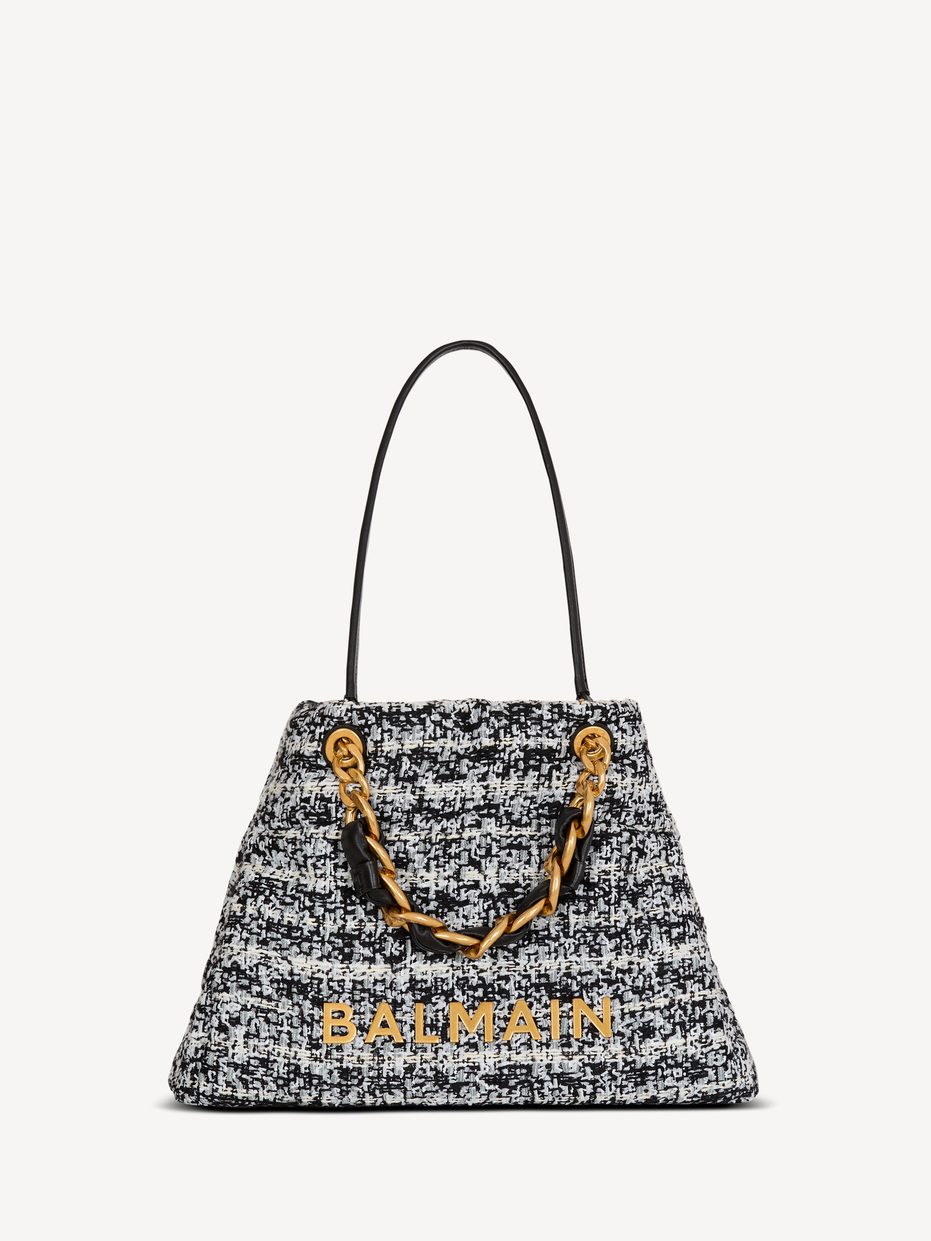 1945 Soft tweed tote bag black - Women | BALMAIN