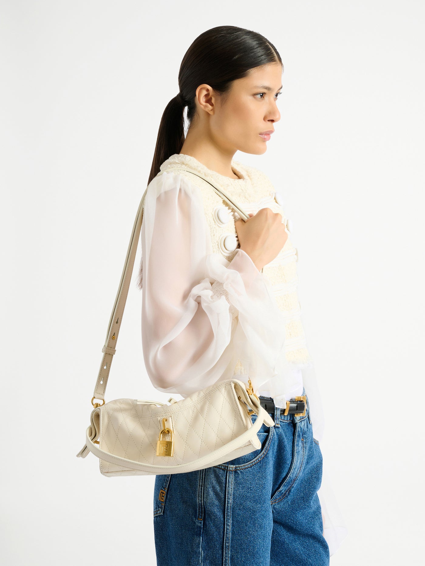 Small Pulse bag in smooth topstitched leather