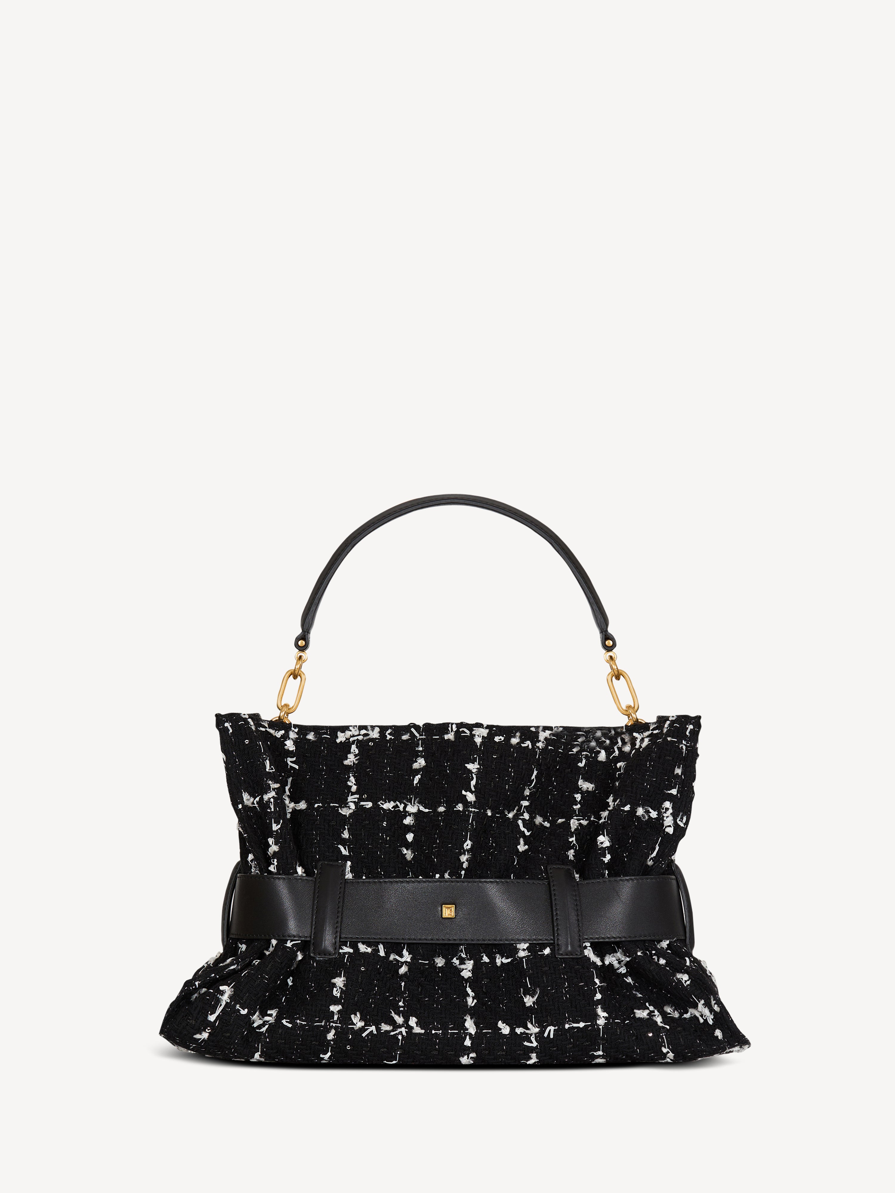 Medium Anthem bag in tweed black - Women | BALMAIN