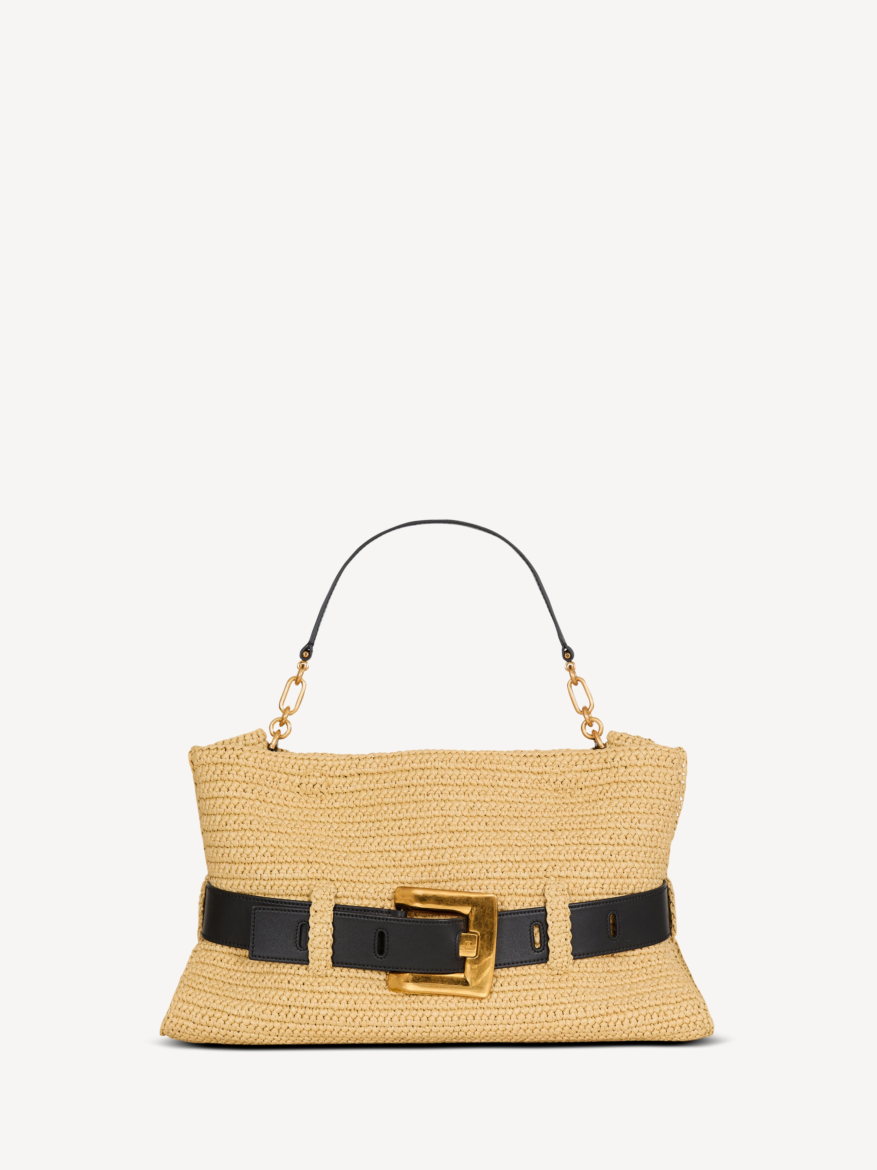 Medium Anthem bag in smooth leather and crochet beige - Women