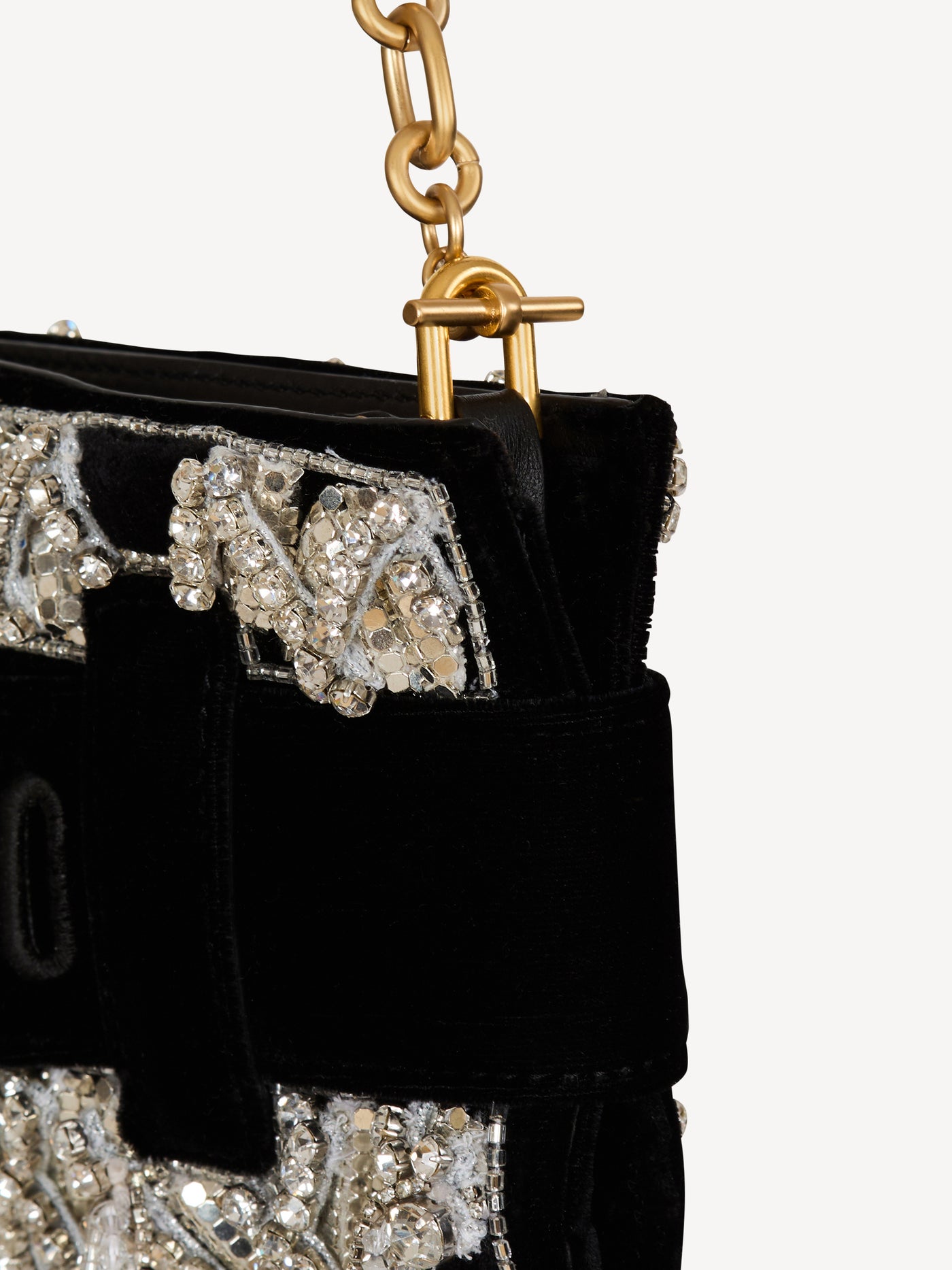 Anthem clutch in embroidered velvet