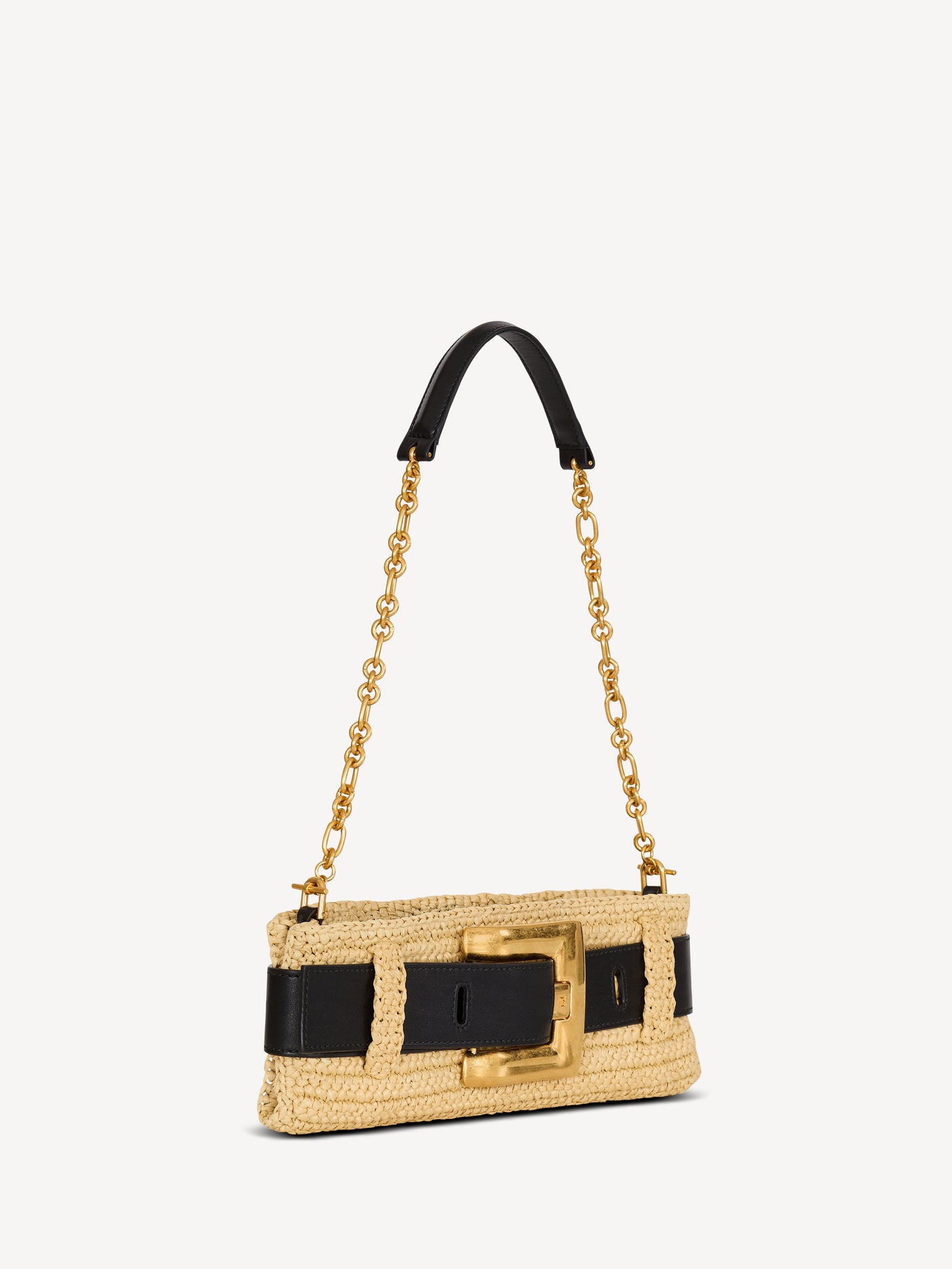 Anthem clutch bag in smooth leather and crochet