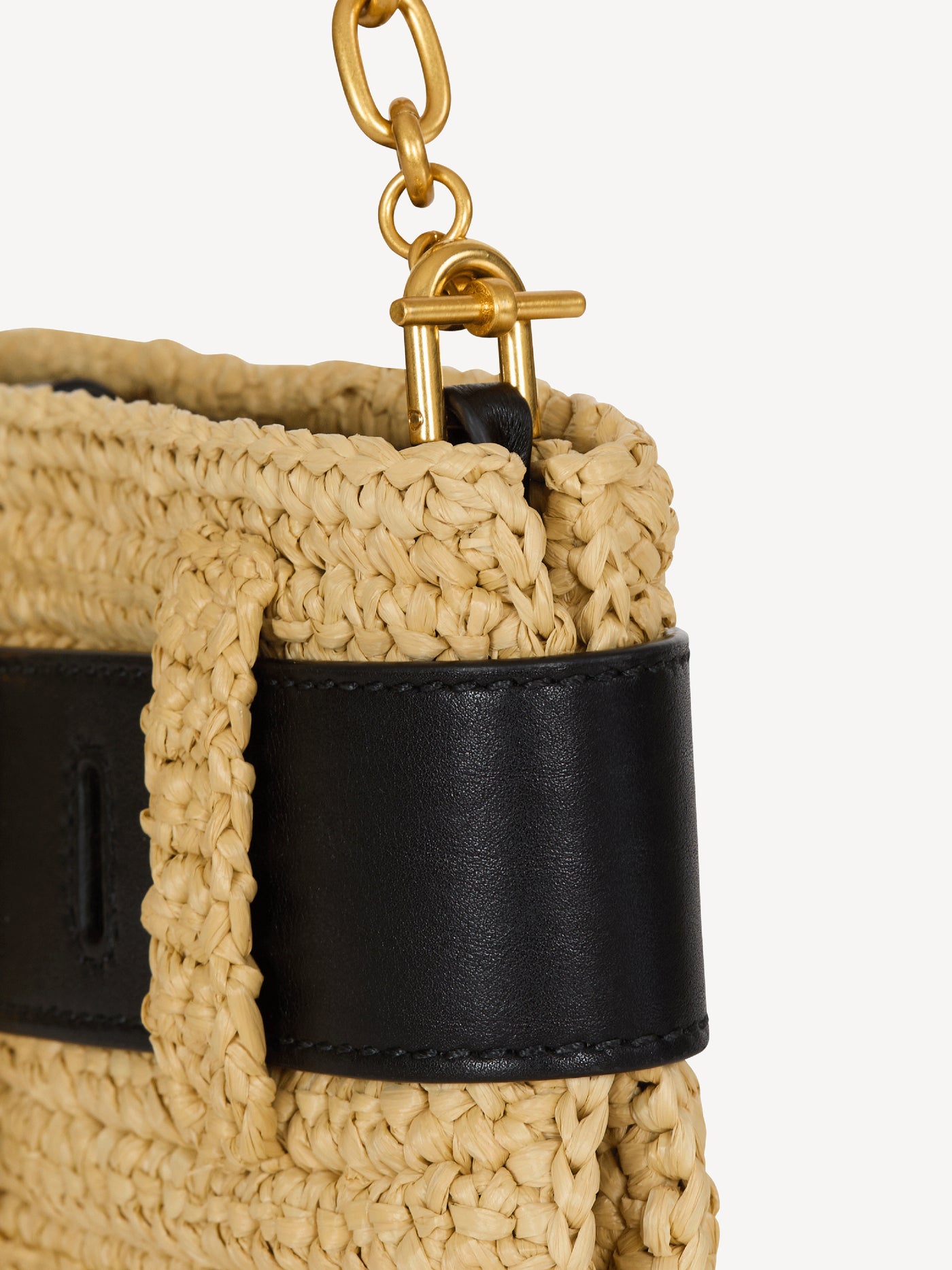Anthem clutch bag in smooth leather and crochet