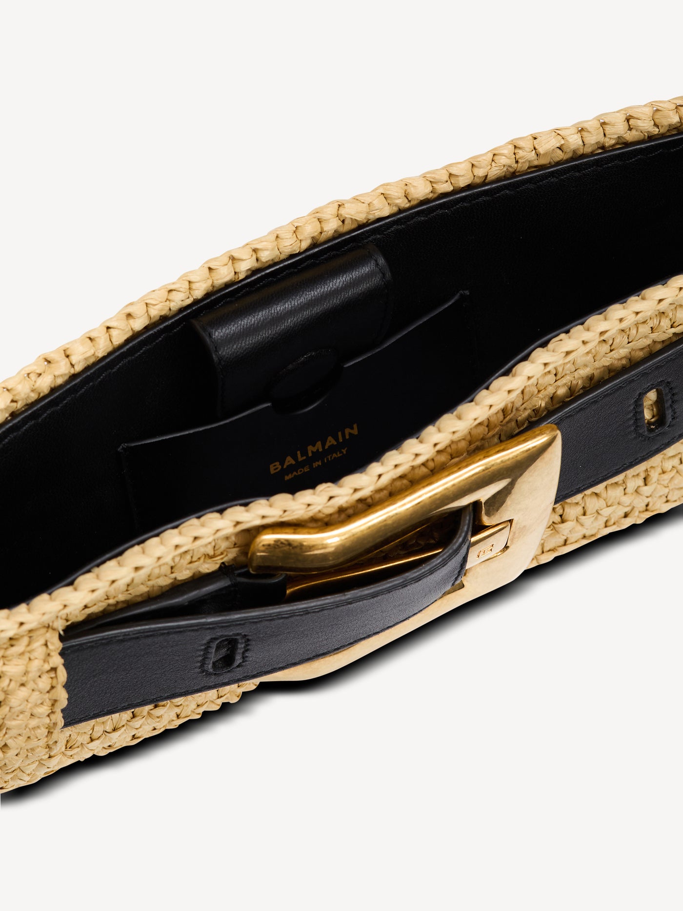 Anthem clutch bag in smooth leather and crochet