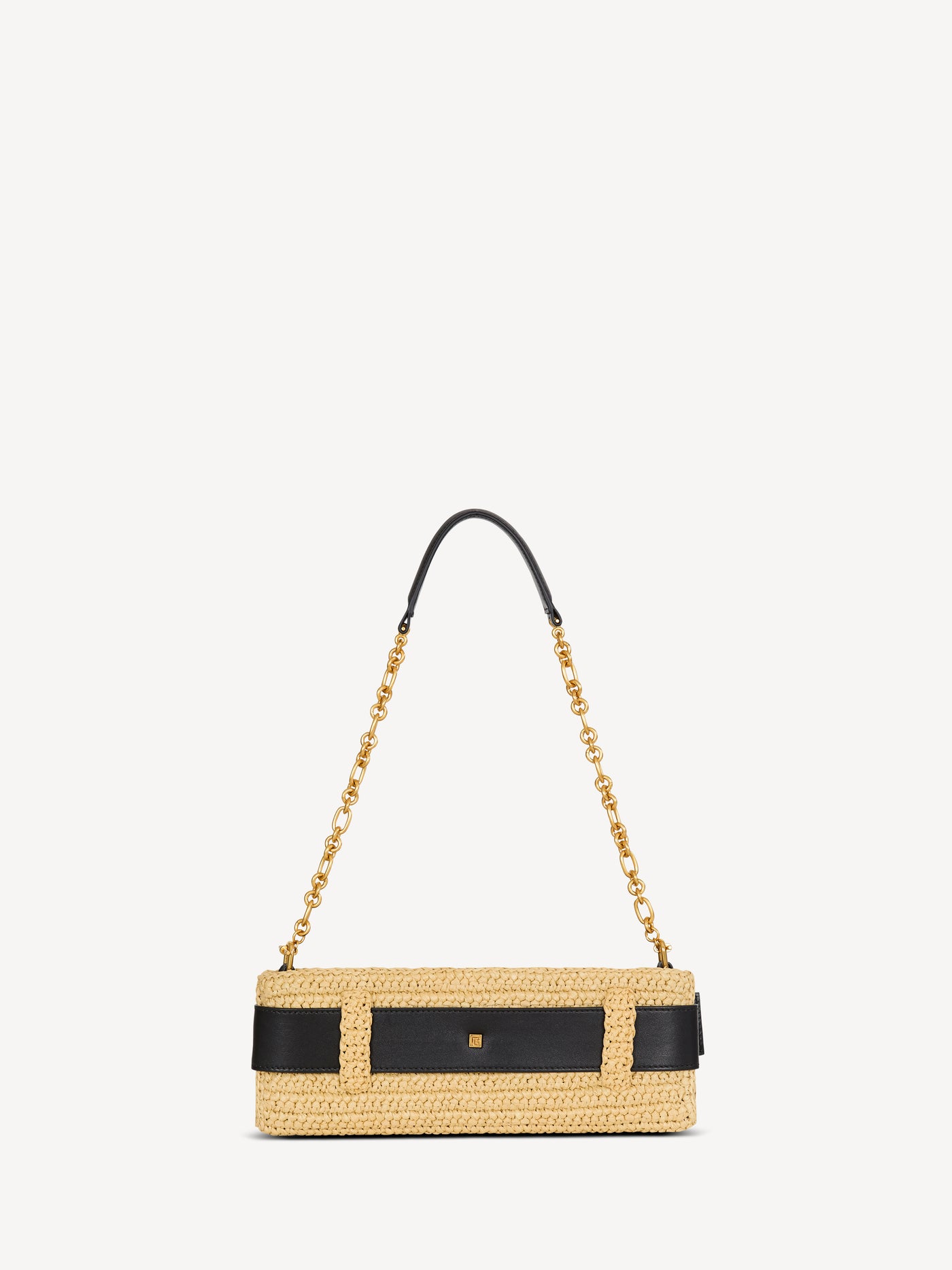 Anthem clutch bag in smooth leather and crochet