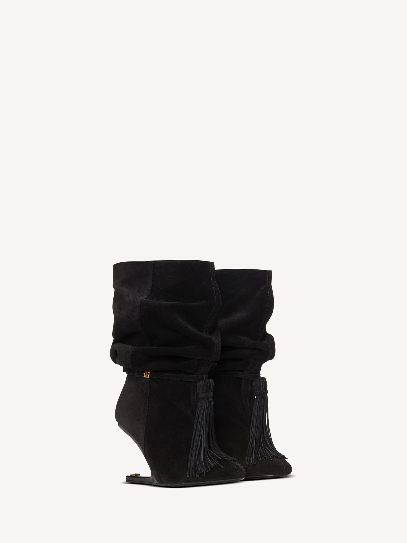 No Wedge suede leather ankle boots with tassel