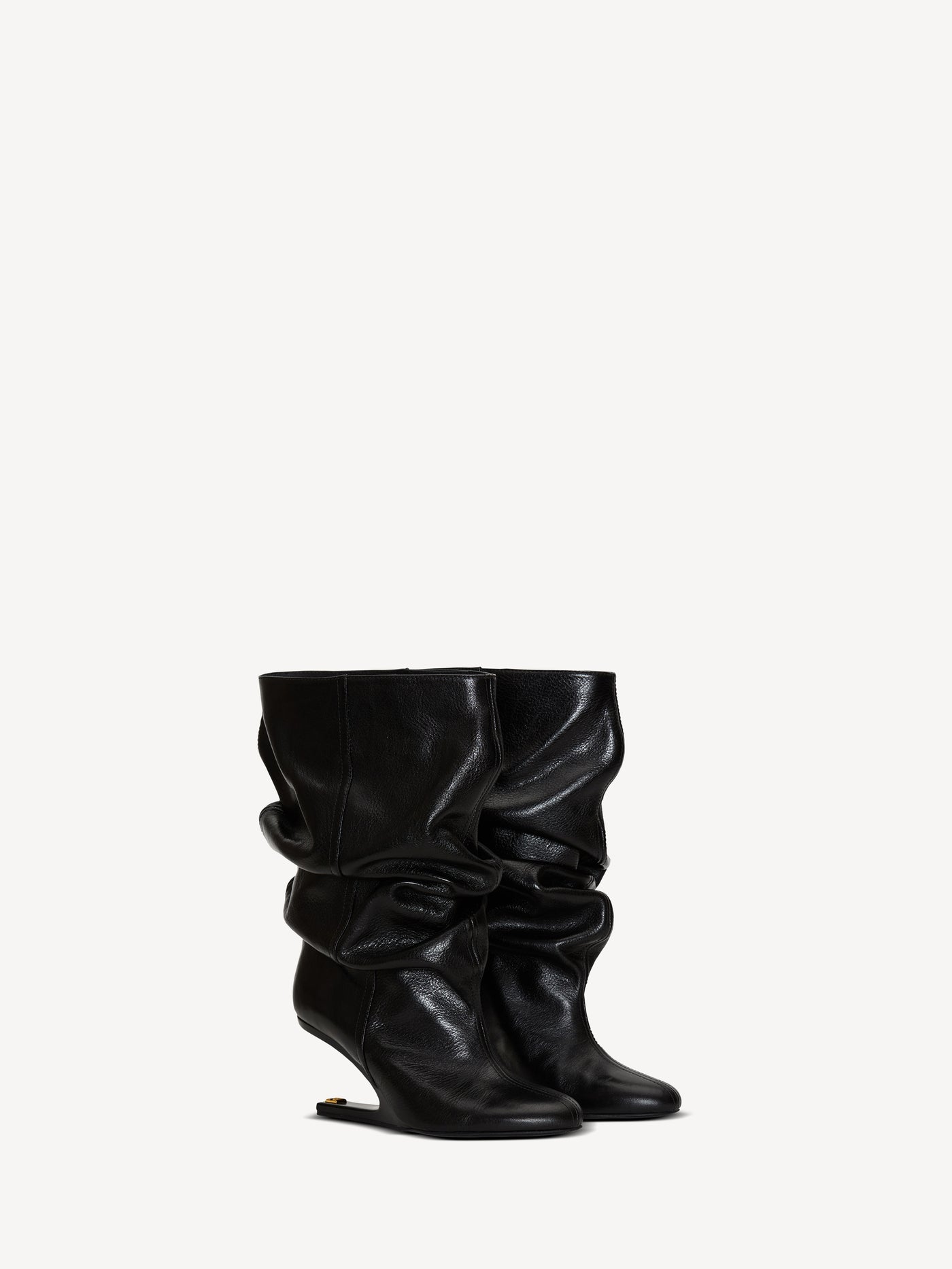 No Wedge textured leather ankle boots