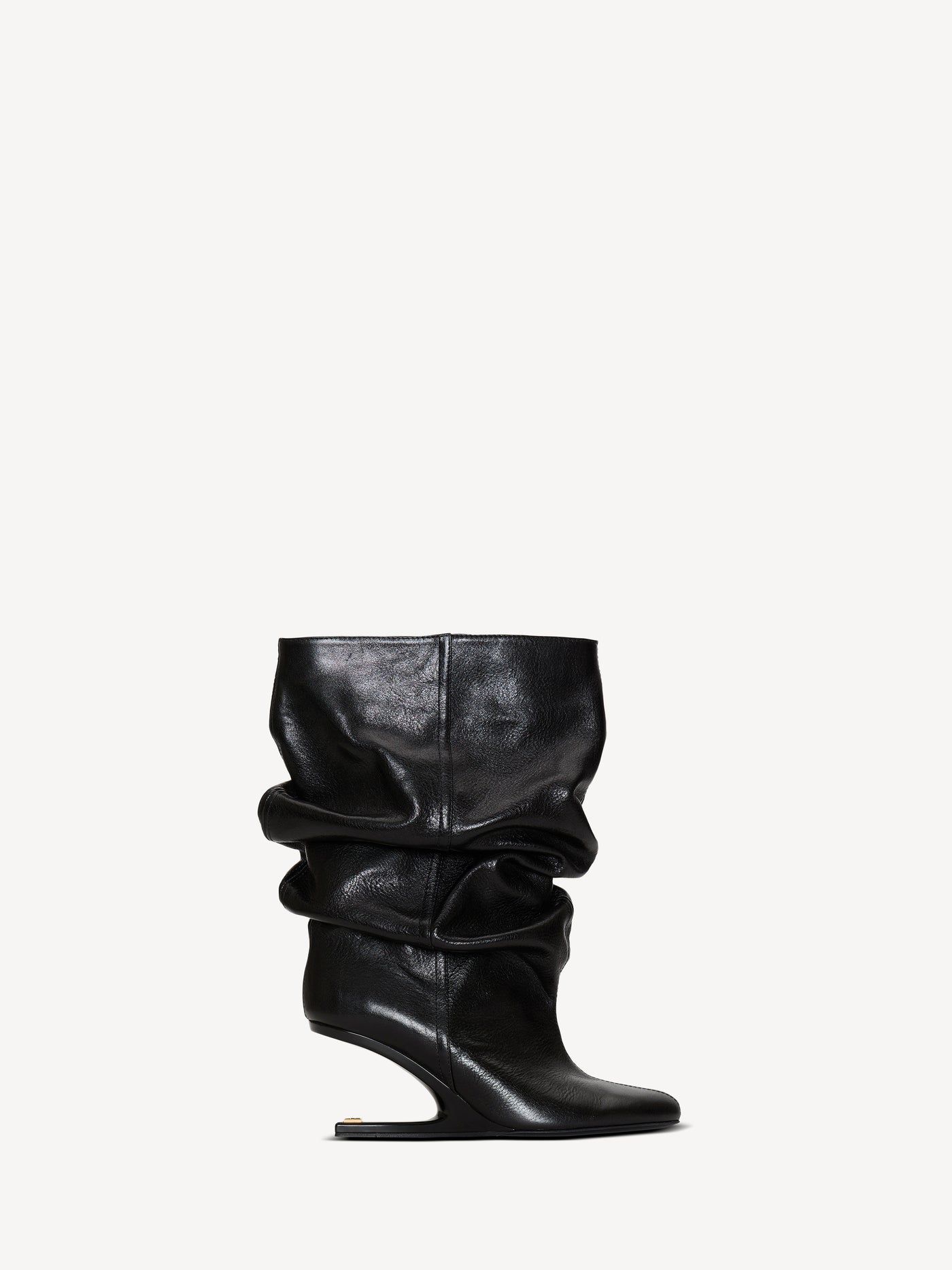 No Wedge textured leather ankle boots