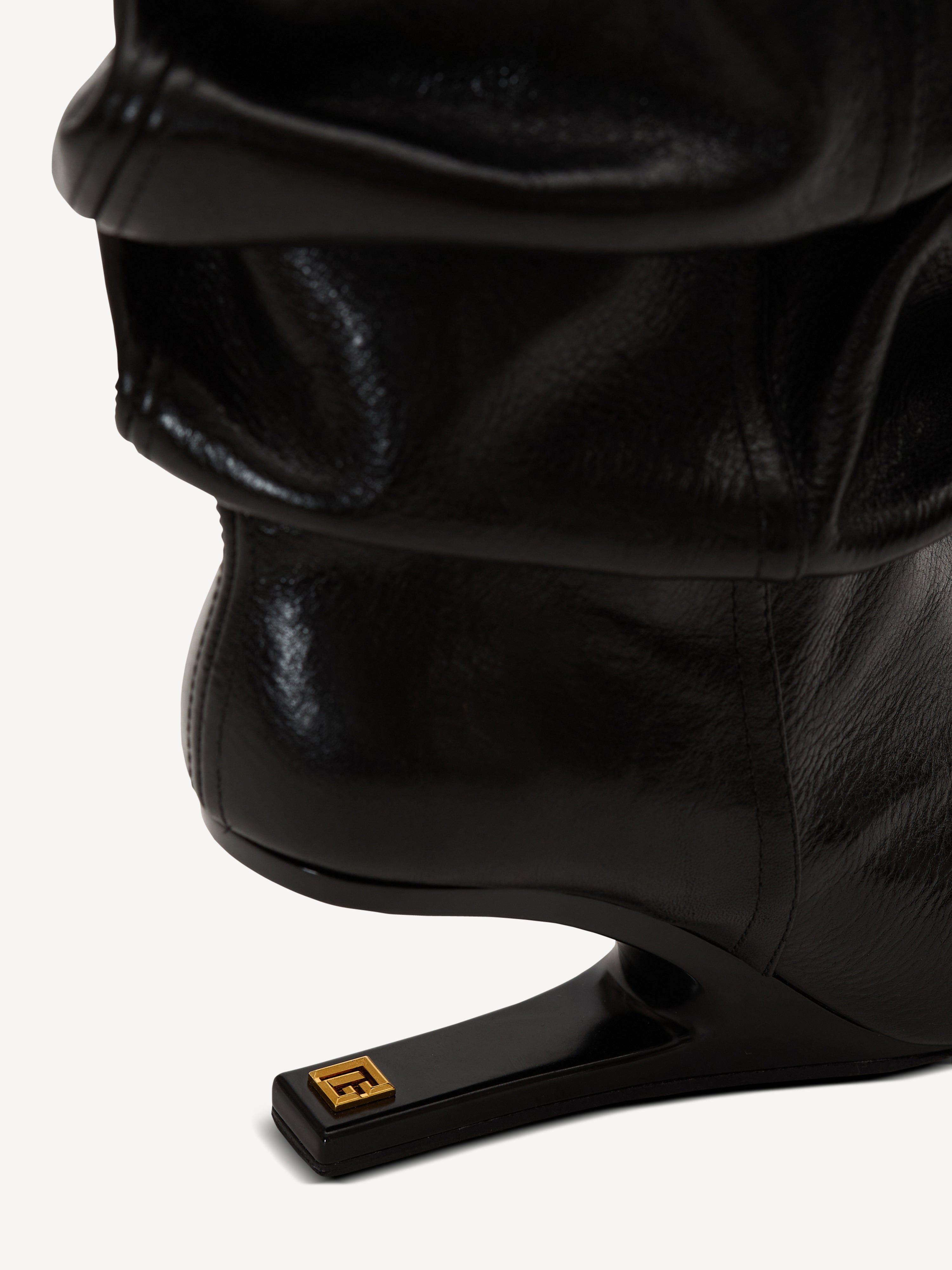 No Wedge textured leather ankle boots black - Women | BALMAIN
