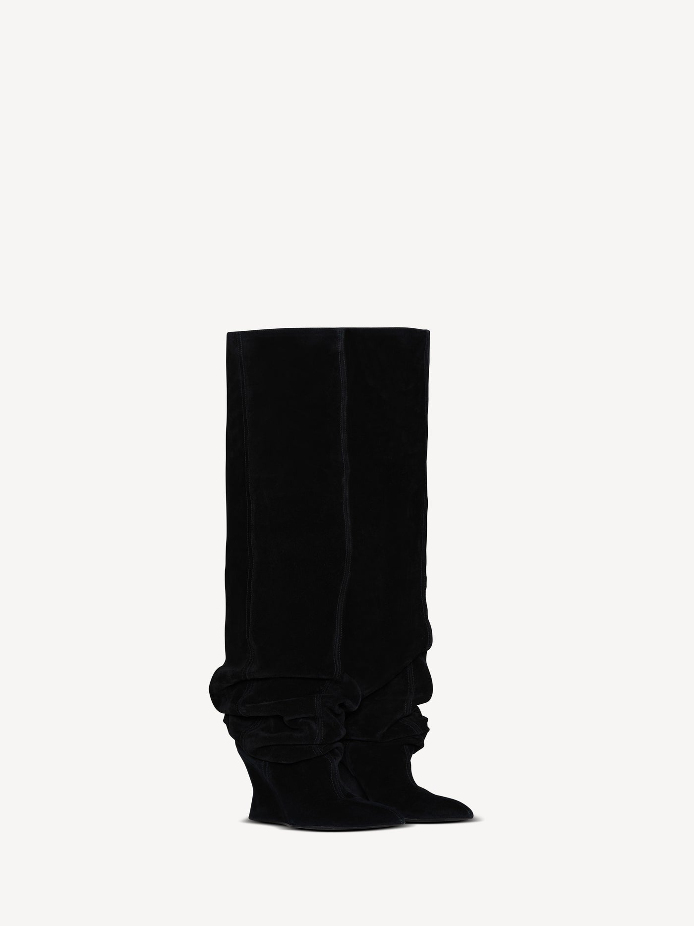 Suede leather Wedge thigh-high boots