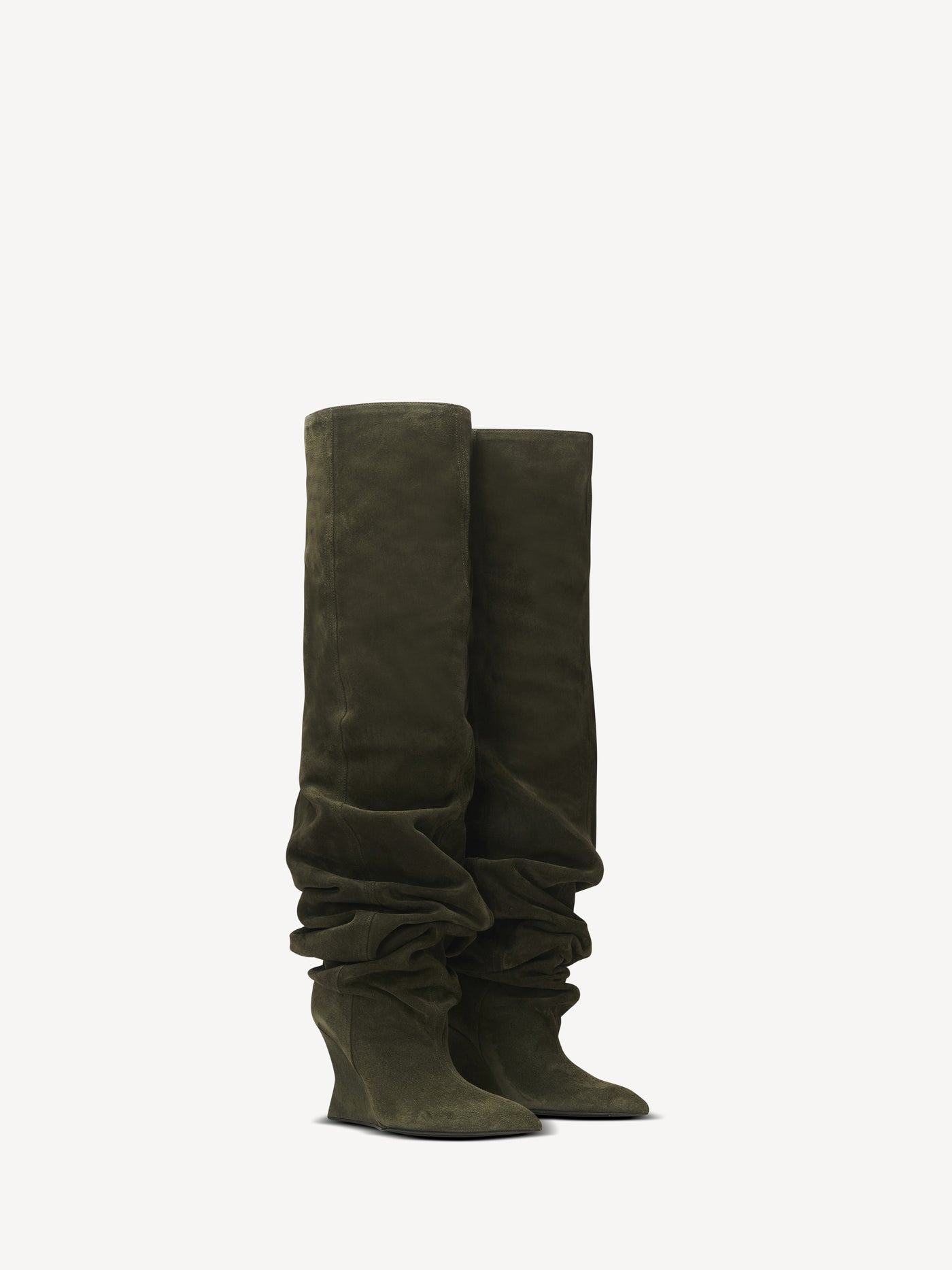 Suede leather Wedge thigh-high boots