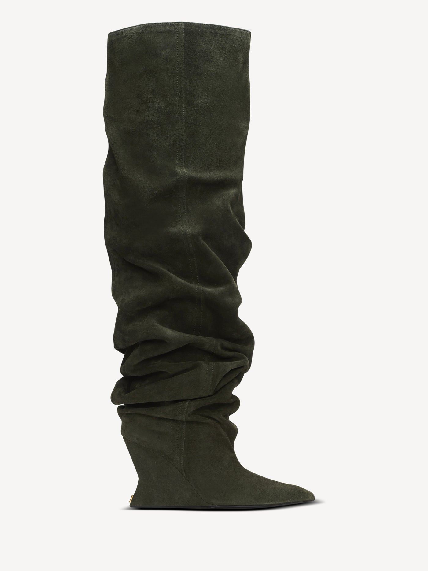 Suede leather Wedge thigh-high boots