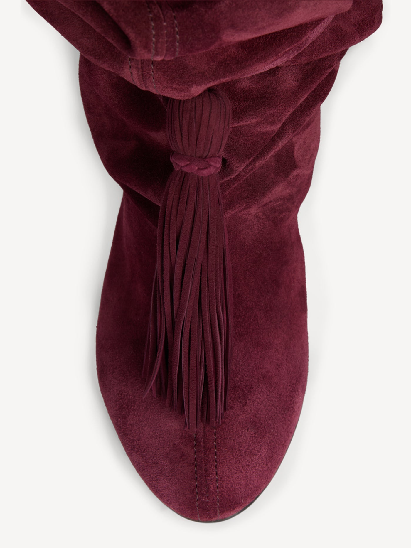 No Wedge suede leather thigh-high boots with tassel