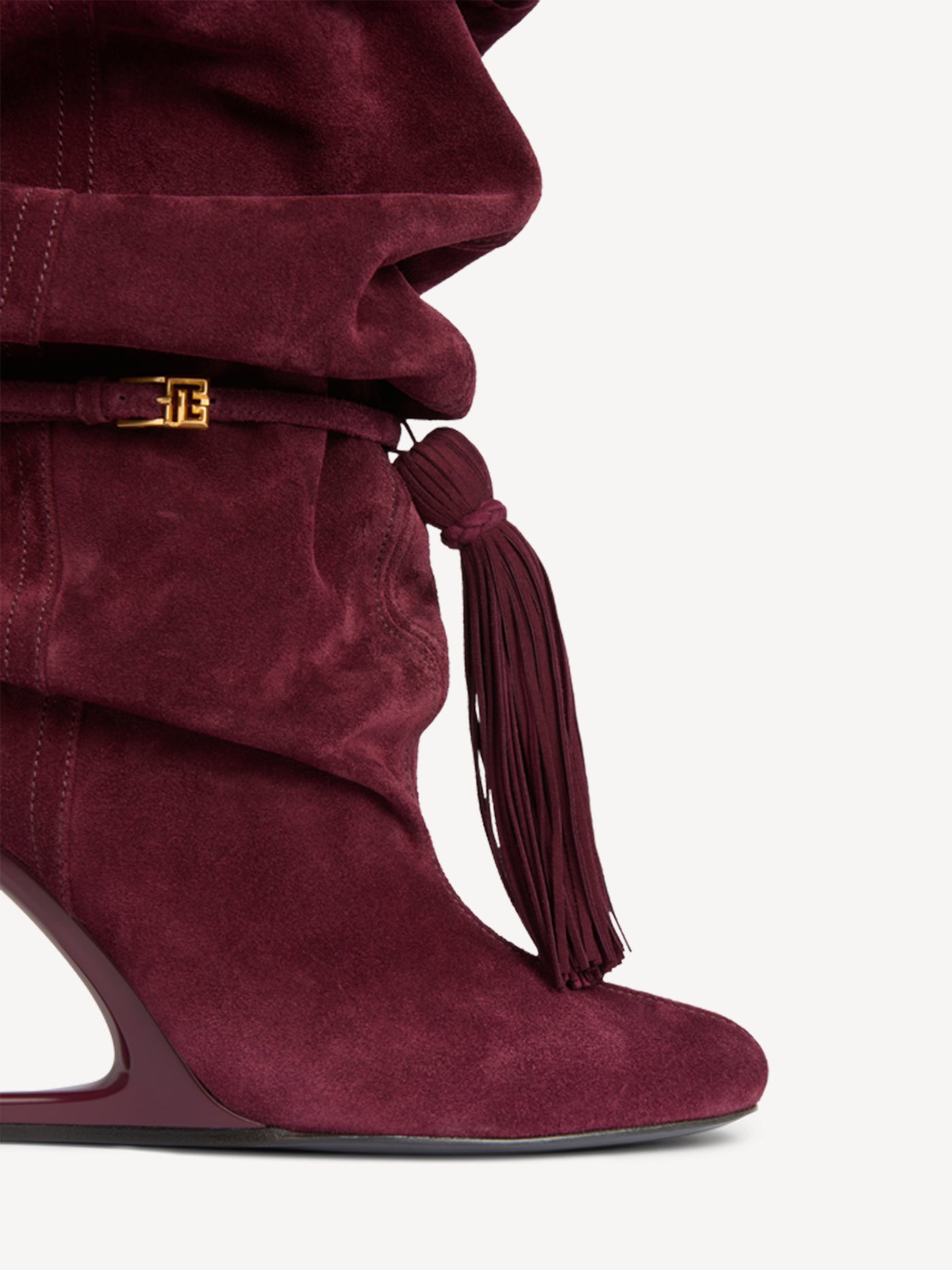 No Wedge suede leather thigh-high boots with tassel