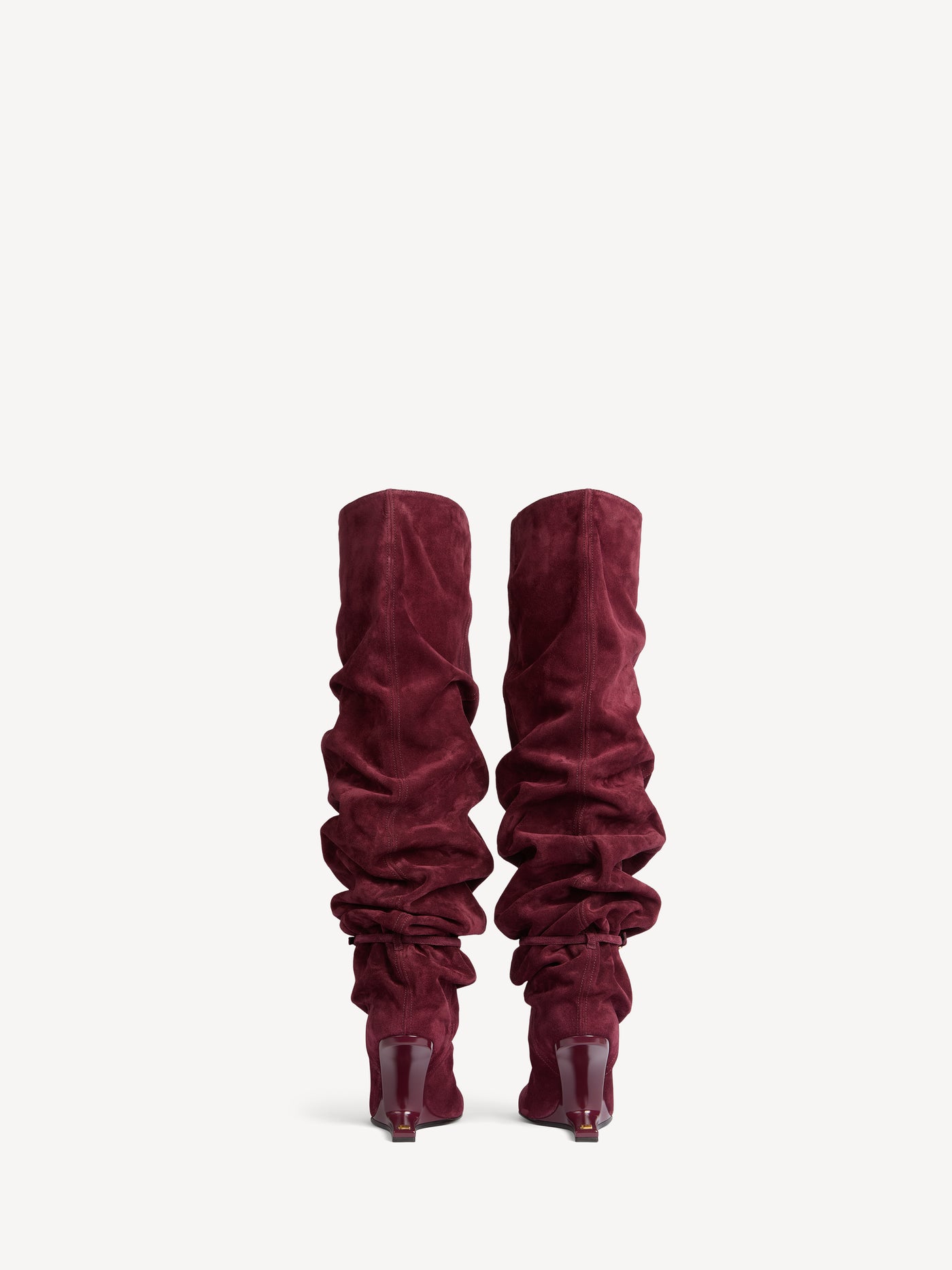 No Wedge suede leather thigh-high boots with tassel