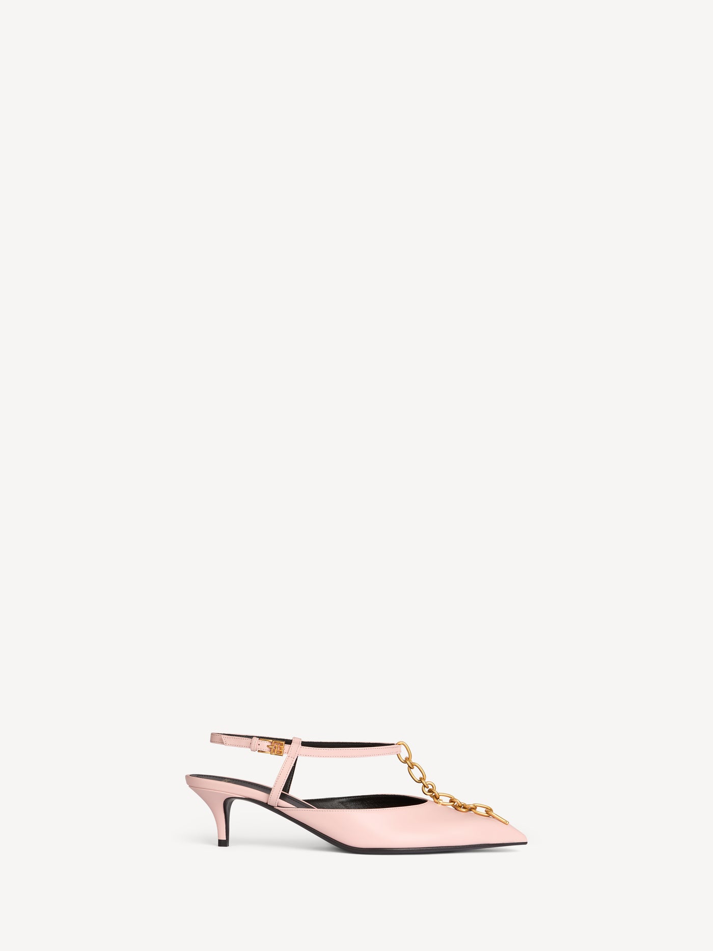Sync chain kitten slingbacks in leather