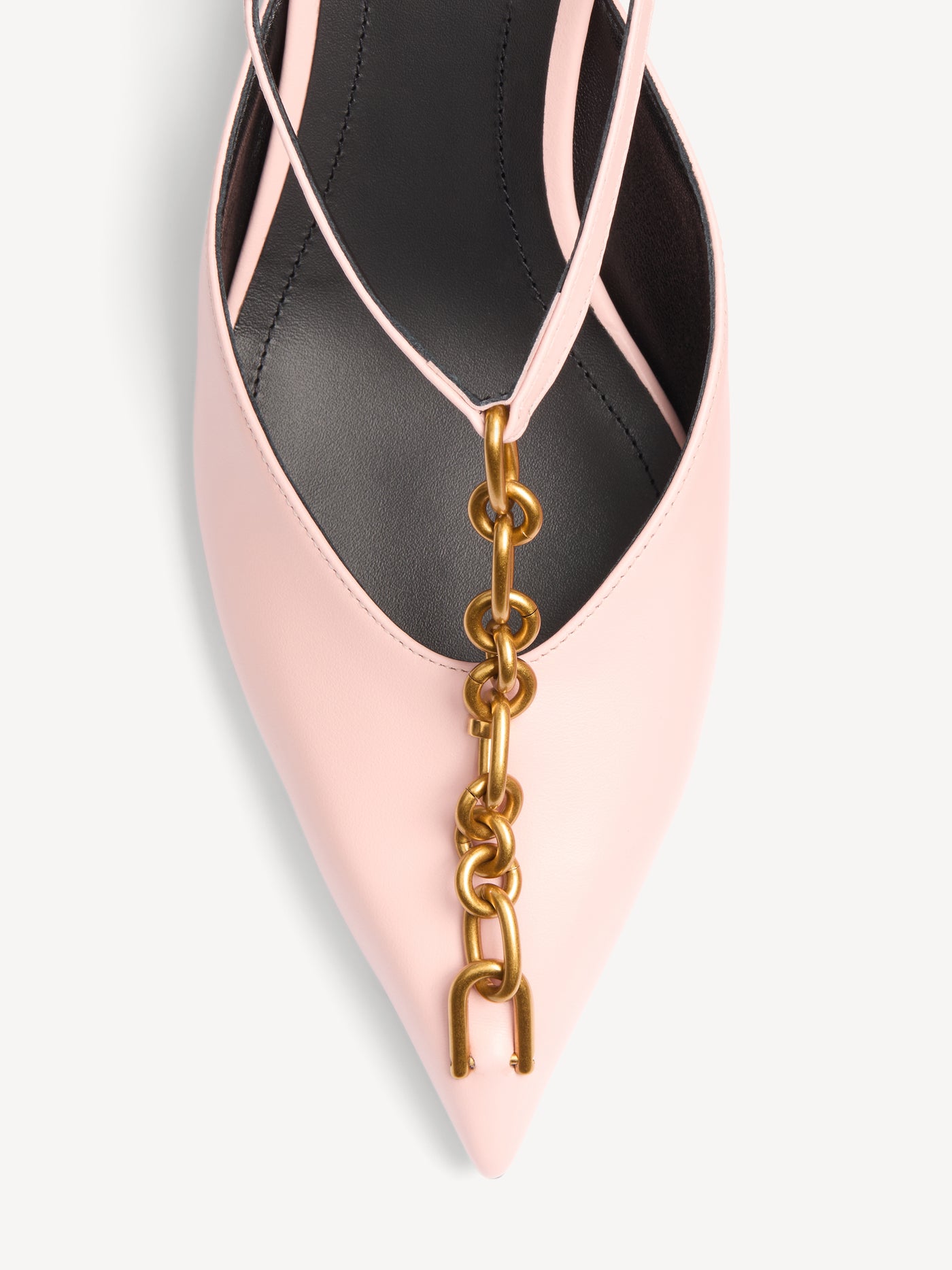 Sync chain kitten slingbacks in leather