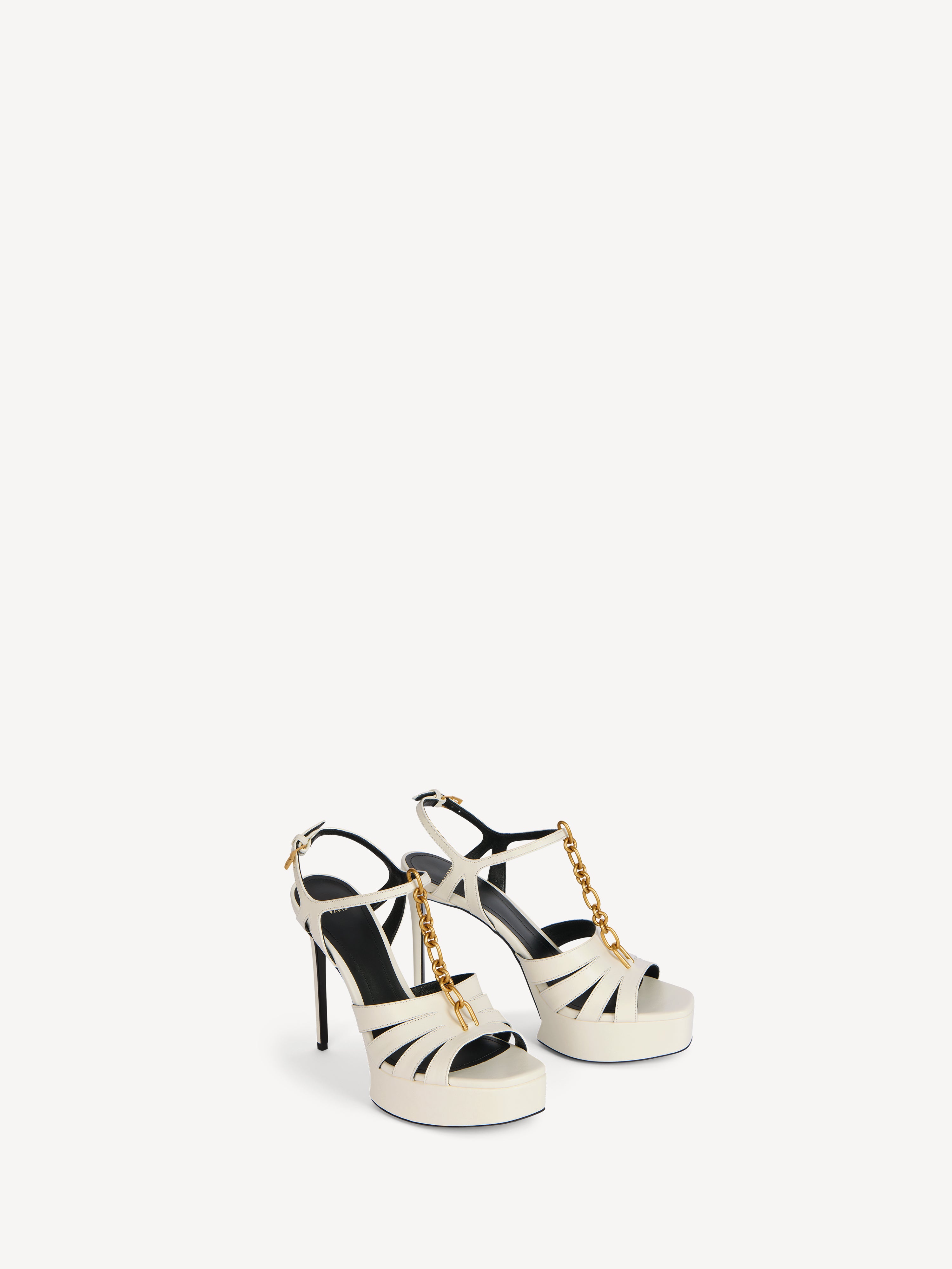 Sync platform sandals in smooth leather white - Women | BALMAIN