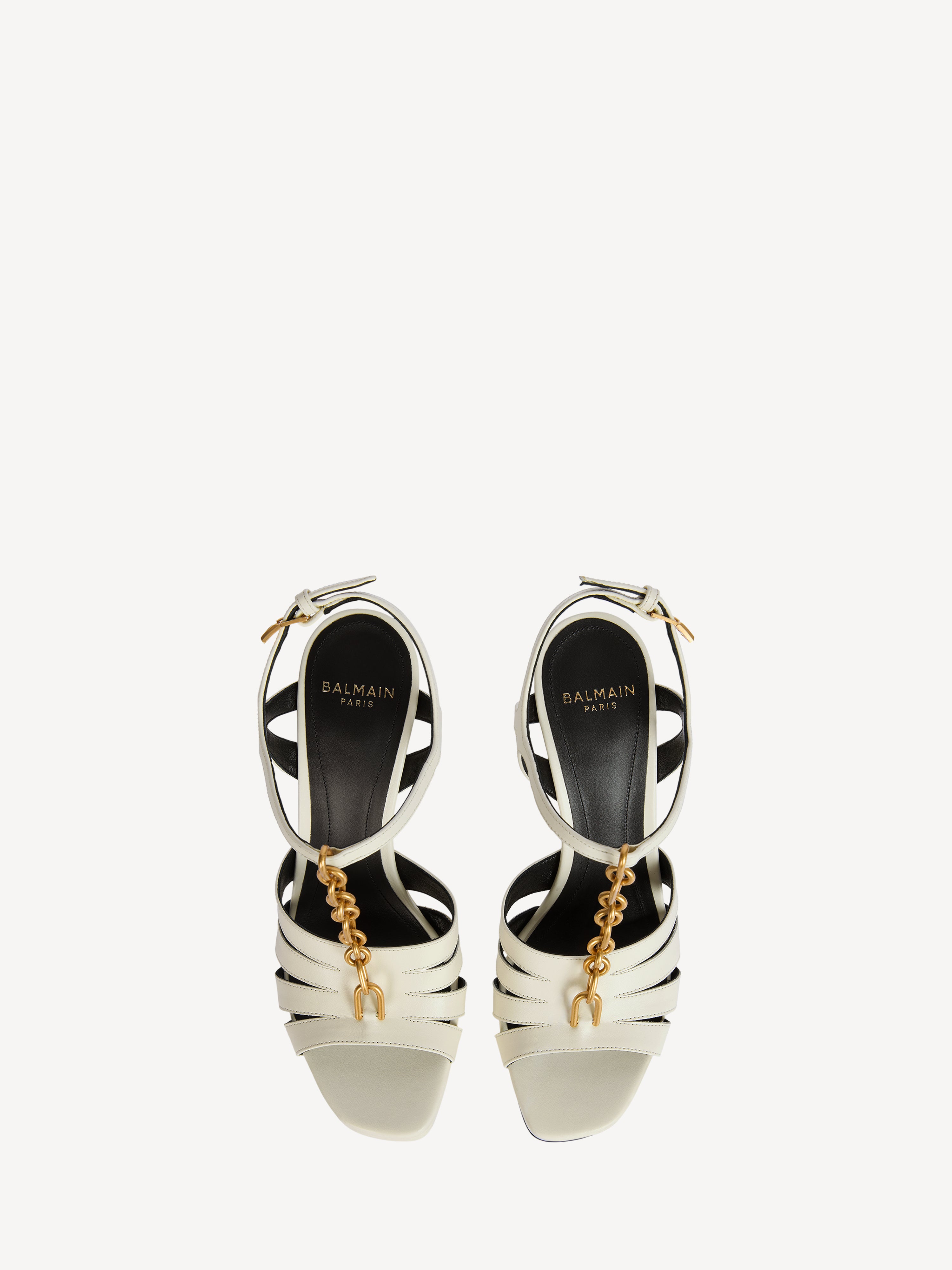 Sync platform sandals in smooth leather white - Women | BALMAIN