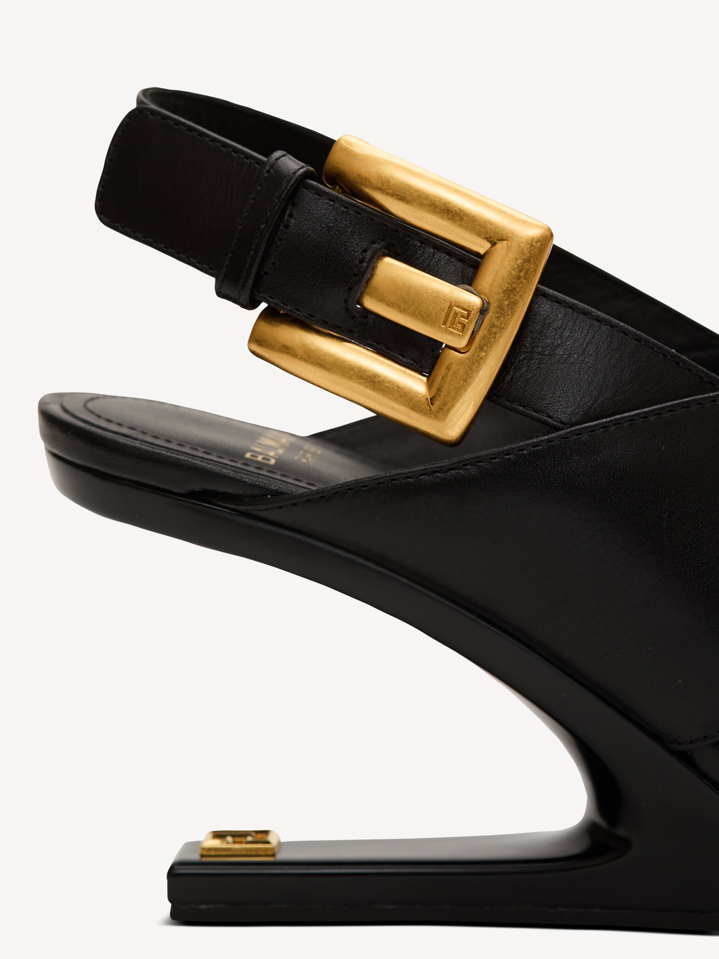 Anthem No Wedge smooth leather sandals black - Women | BALMAIN
