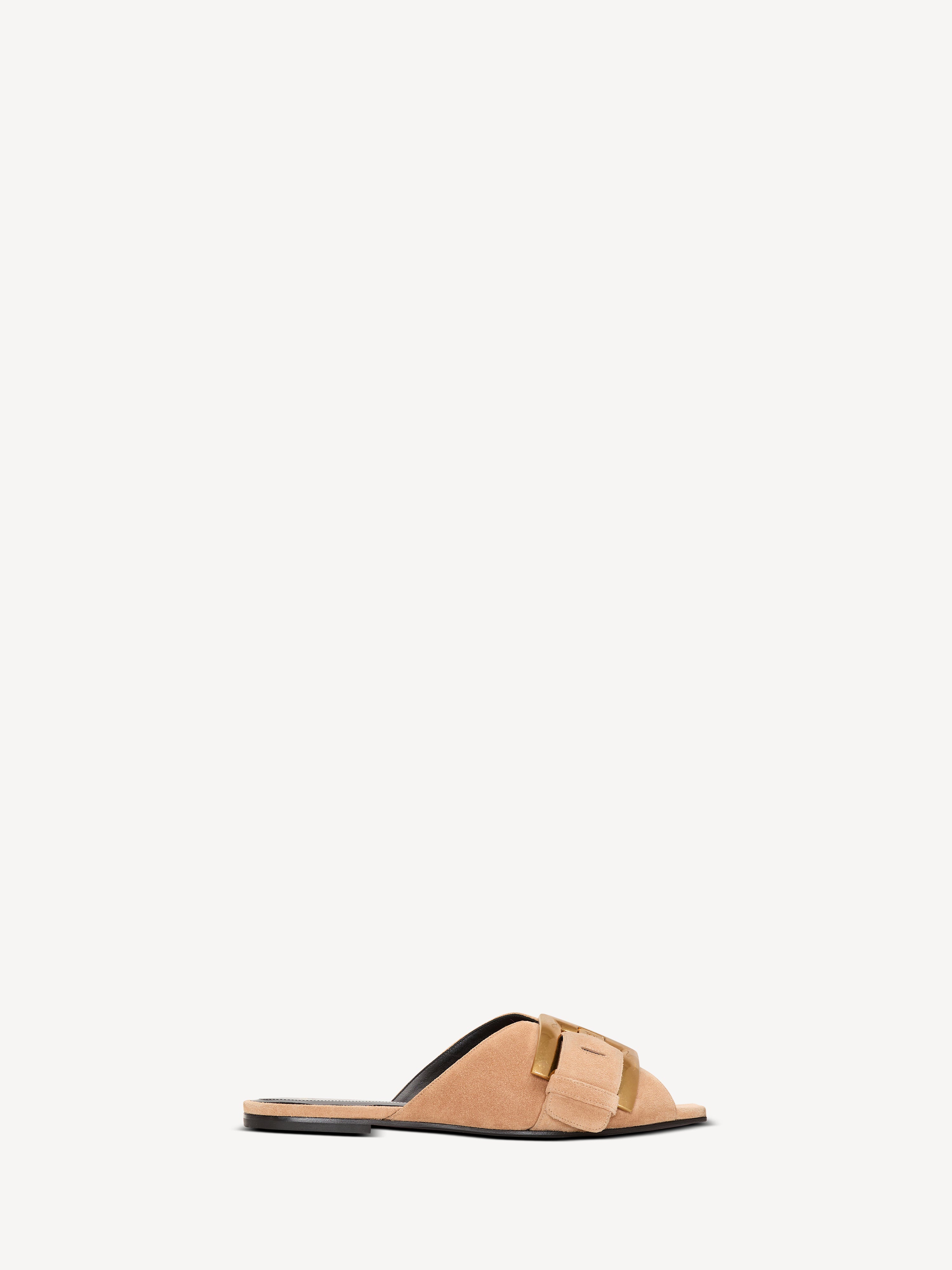 Flat suede leather Anthem mules beige - Women | BALMAIN