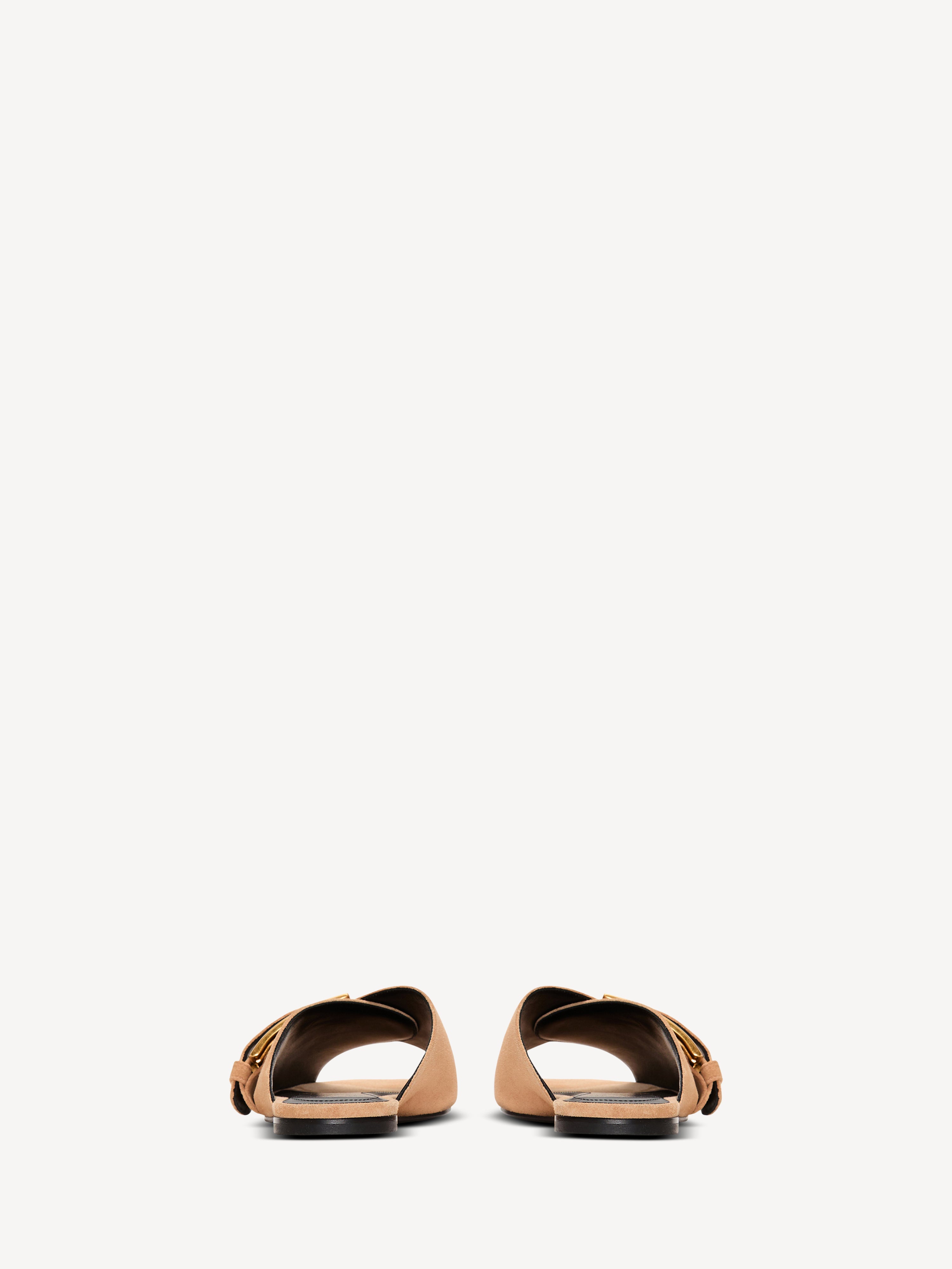 Flat suede leather Anthem mules beige - Women | BALMAIN