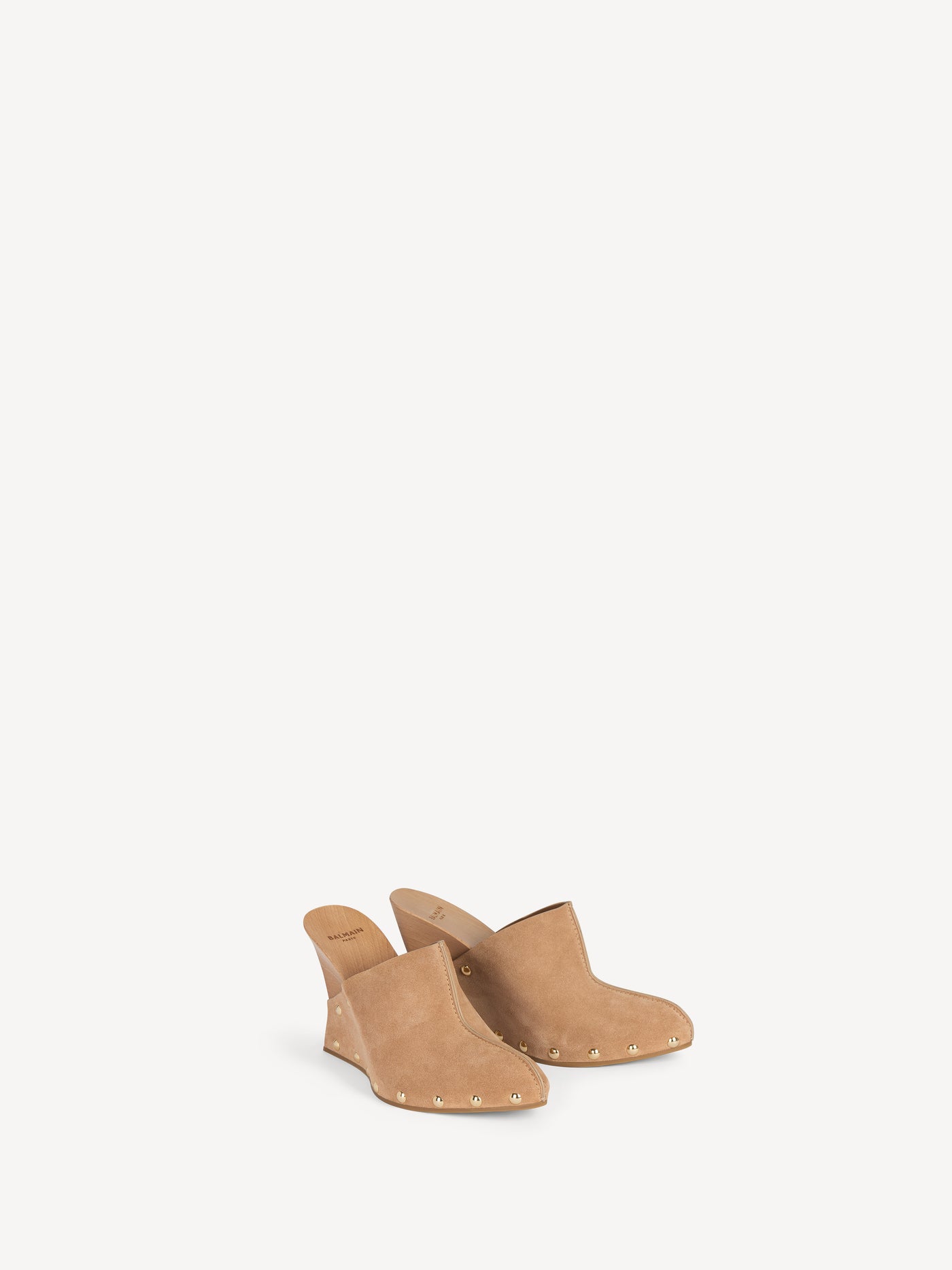Wedge clogs in wood and suede