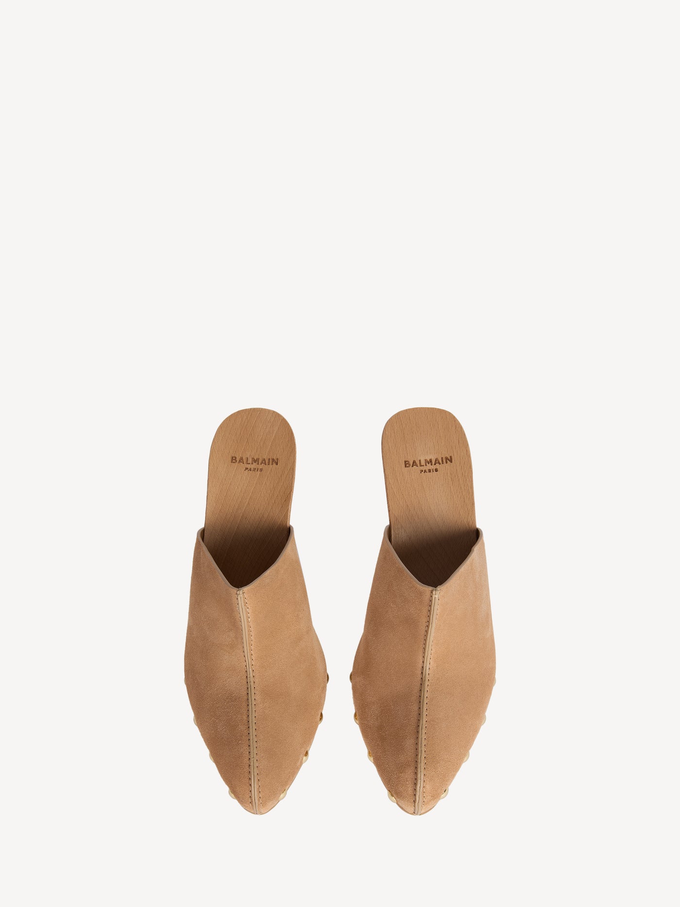 Wedge clogs in wood and suede