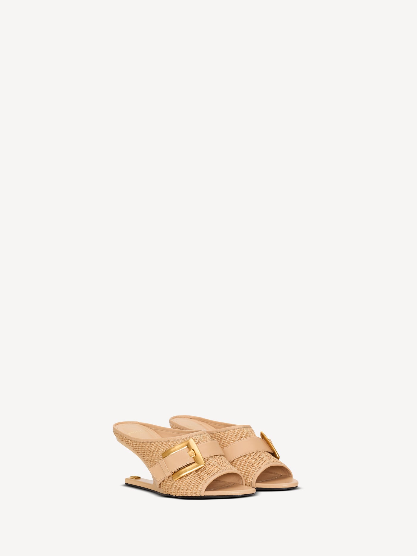 Anthem No Wedge mules in smooth leather and raffia