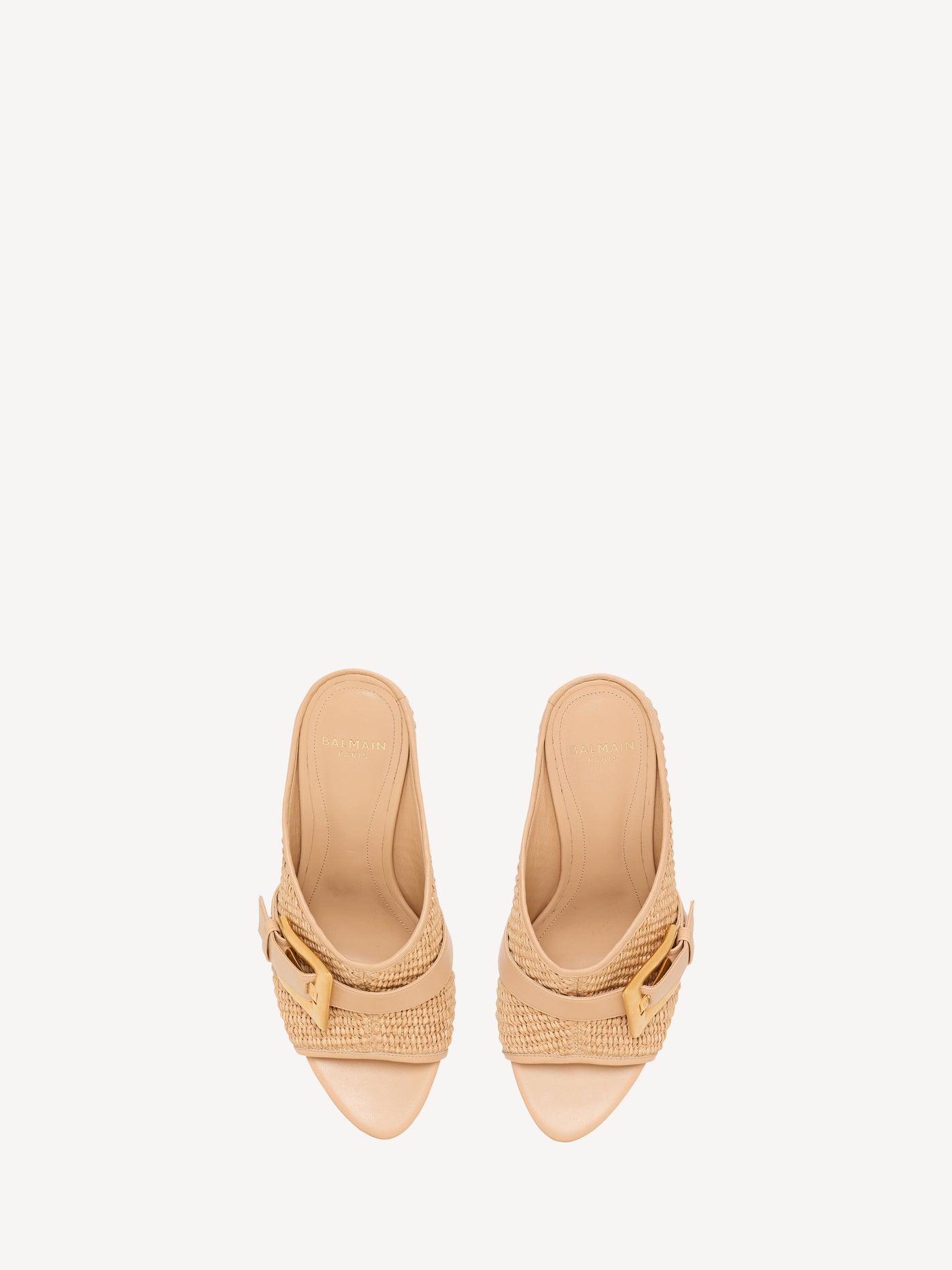 Anthem No Wedge mules in smooth leather and raffia