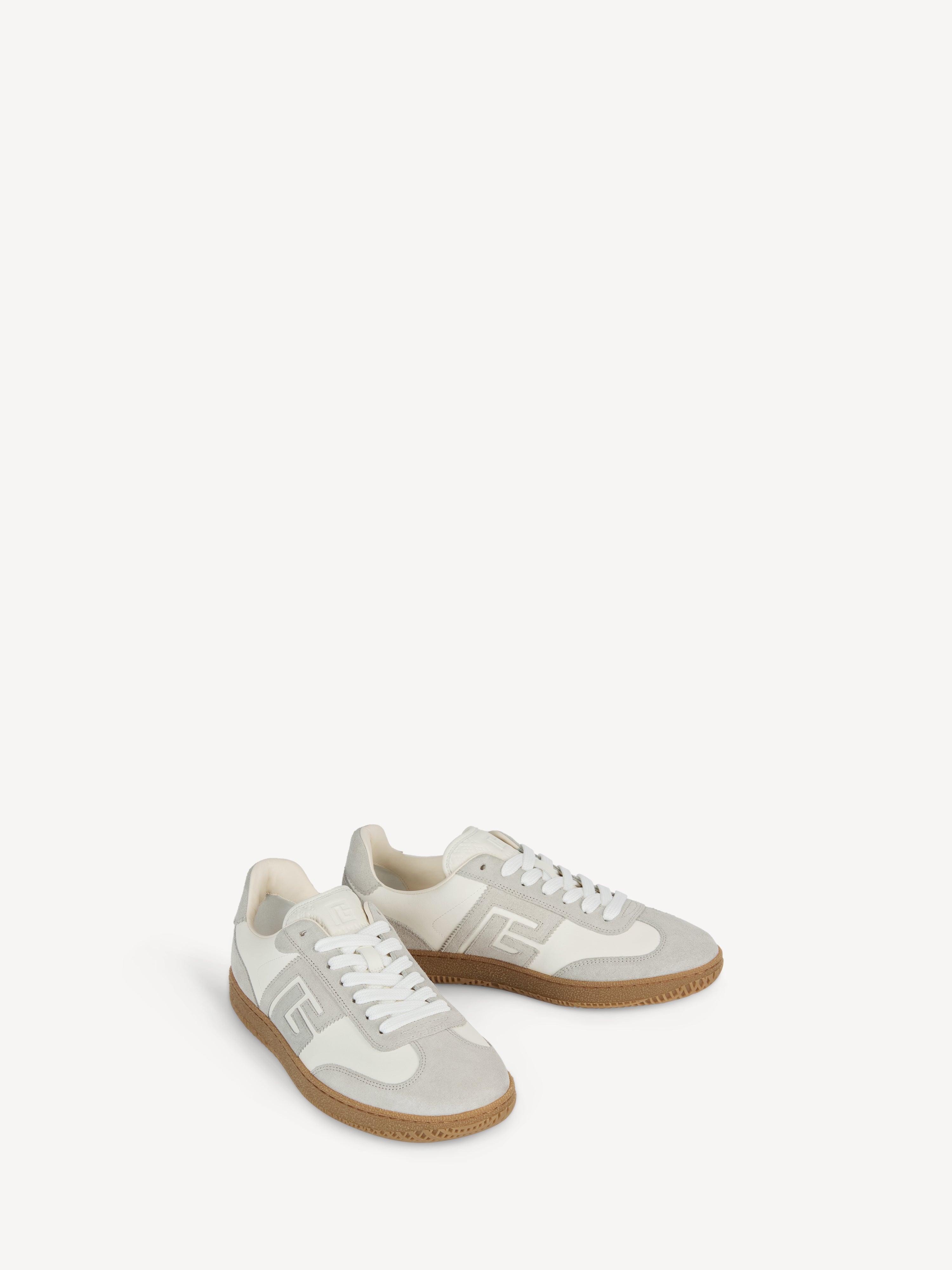 Balmain Swan スムースレザー・スエード スニーカー グレー