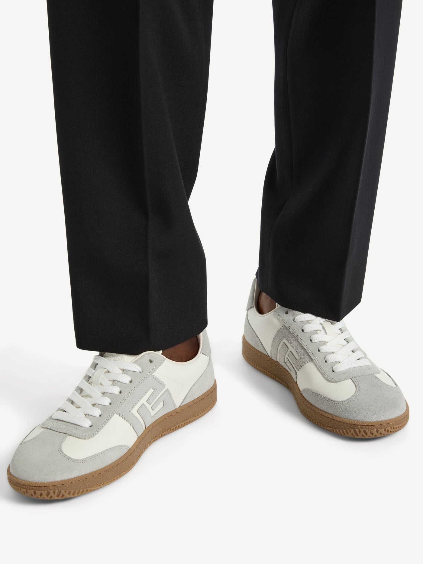 Balmain Swan trainers in smooth leather and suede