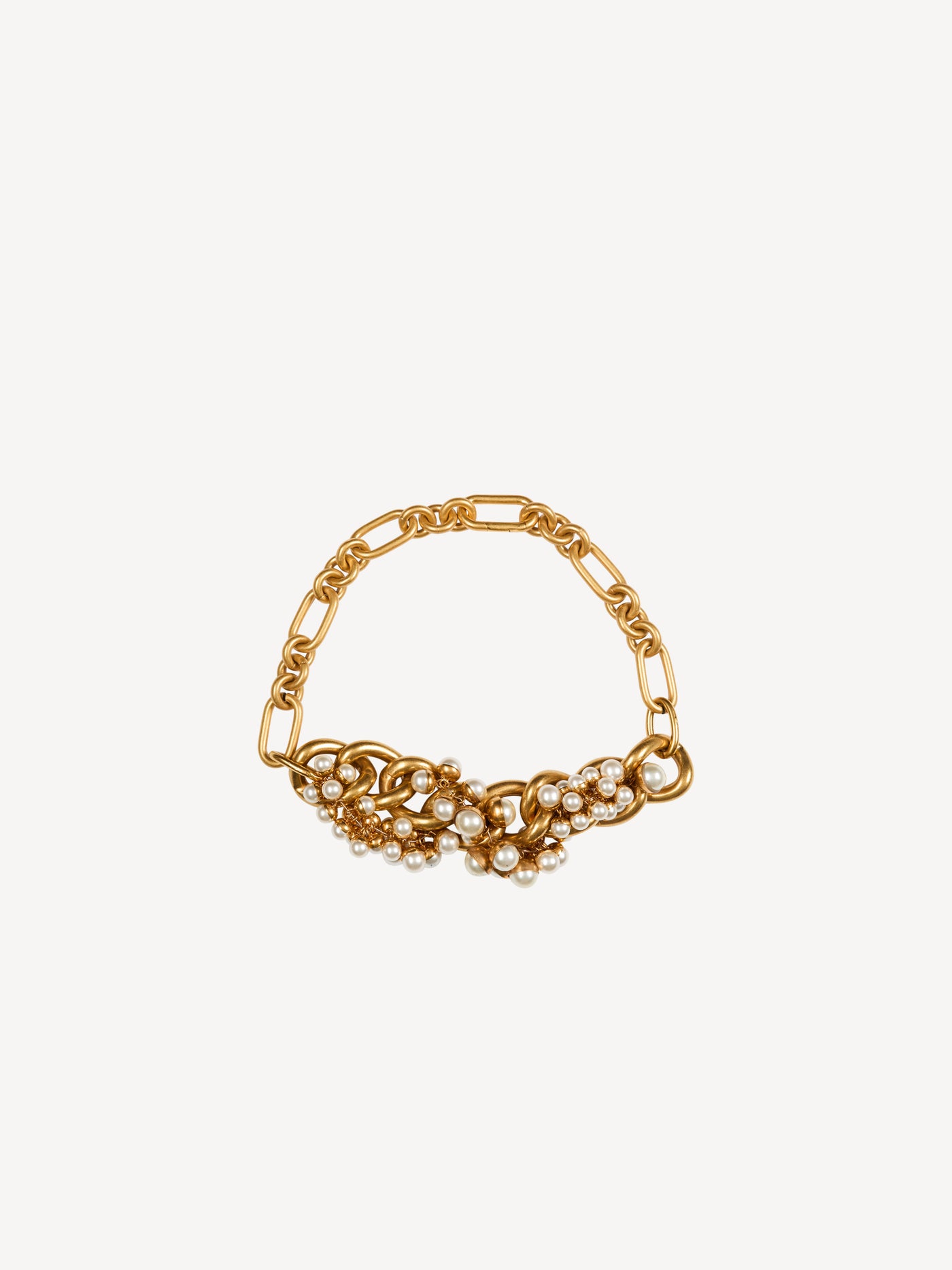 Sync necklace in brass and pearls
