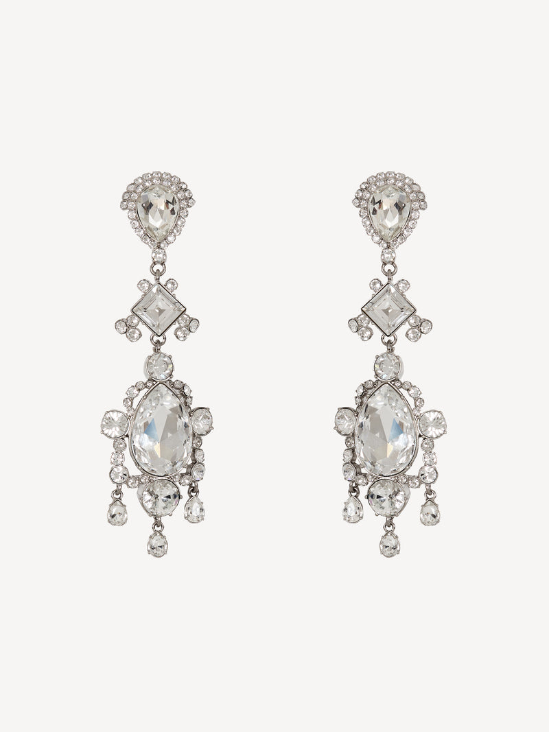 Brass and crystal pendant earrings