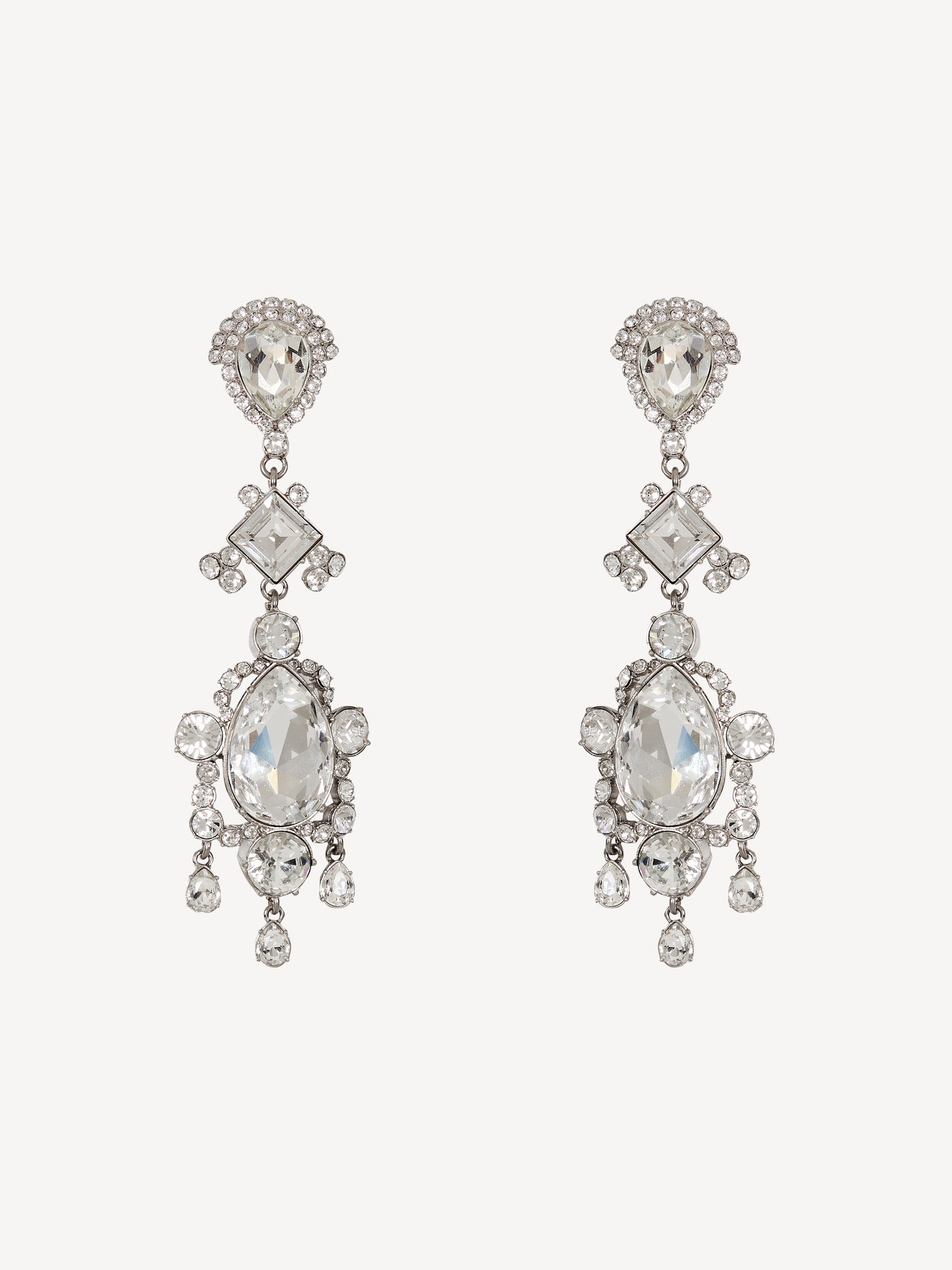 Brass and crystal pendant earrings
