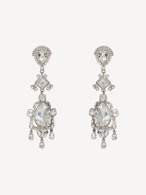 Brass and crystal pendant earrings
